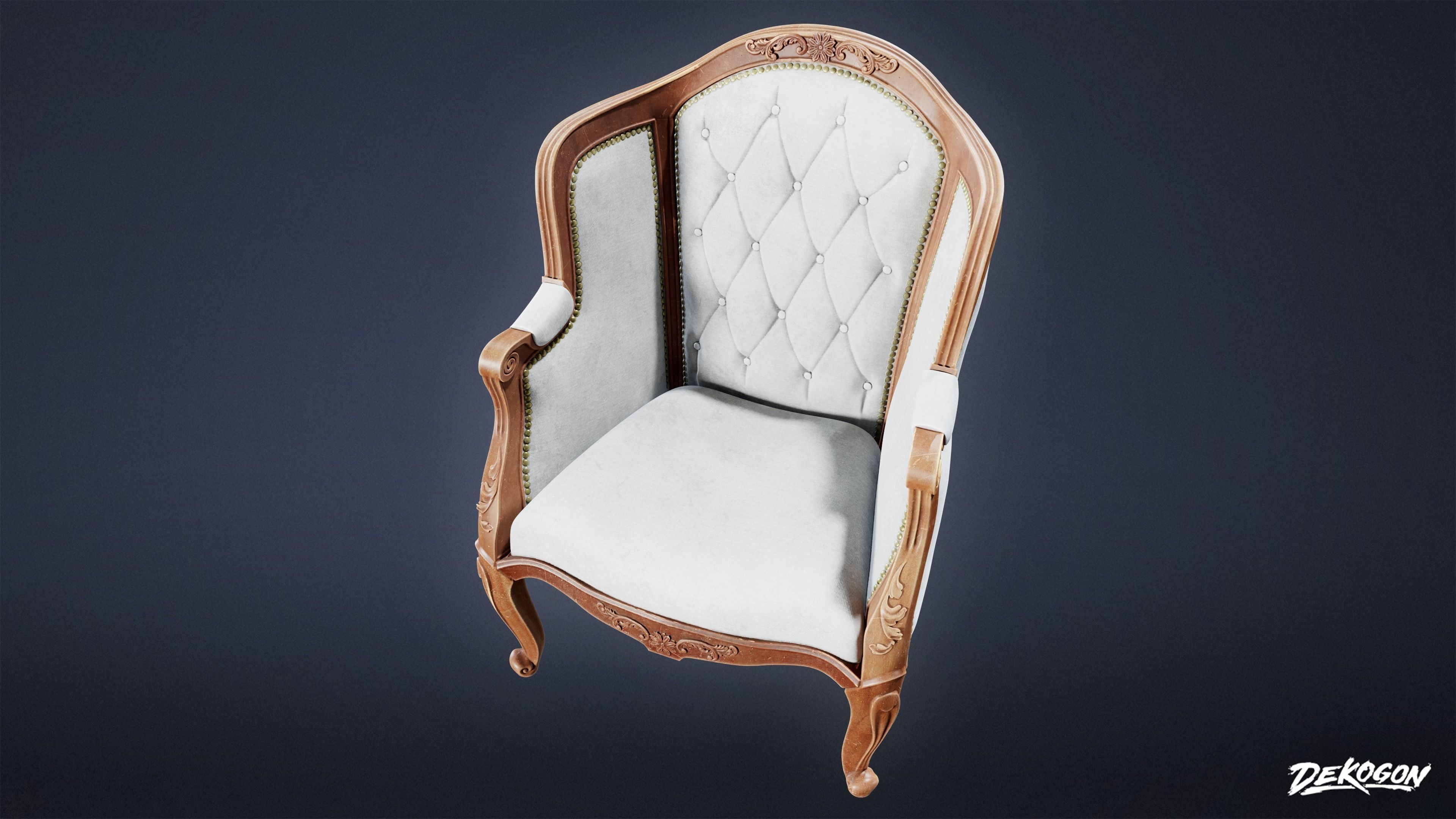 VICTORIAN - Chair 04 - LOW POLY AND NANITE Low-poly 3D model_4