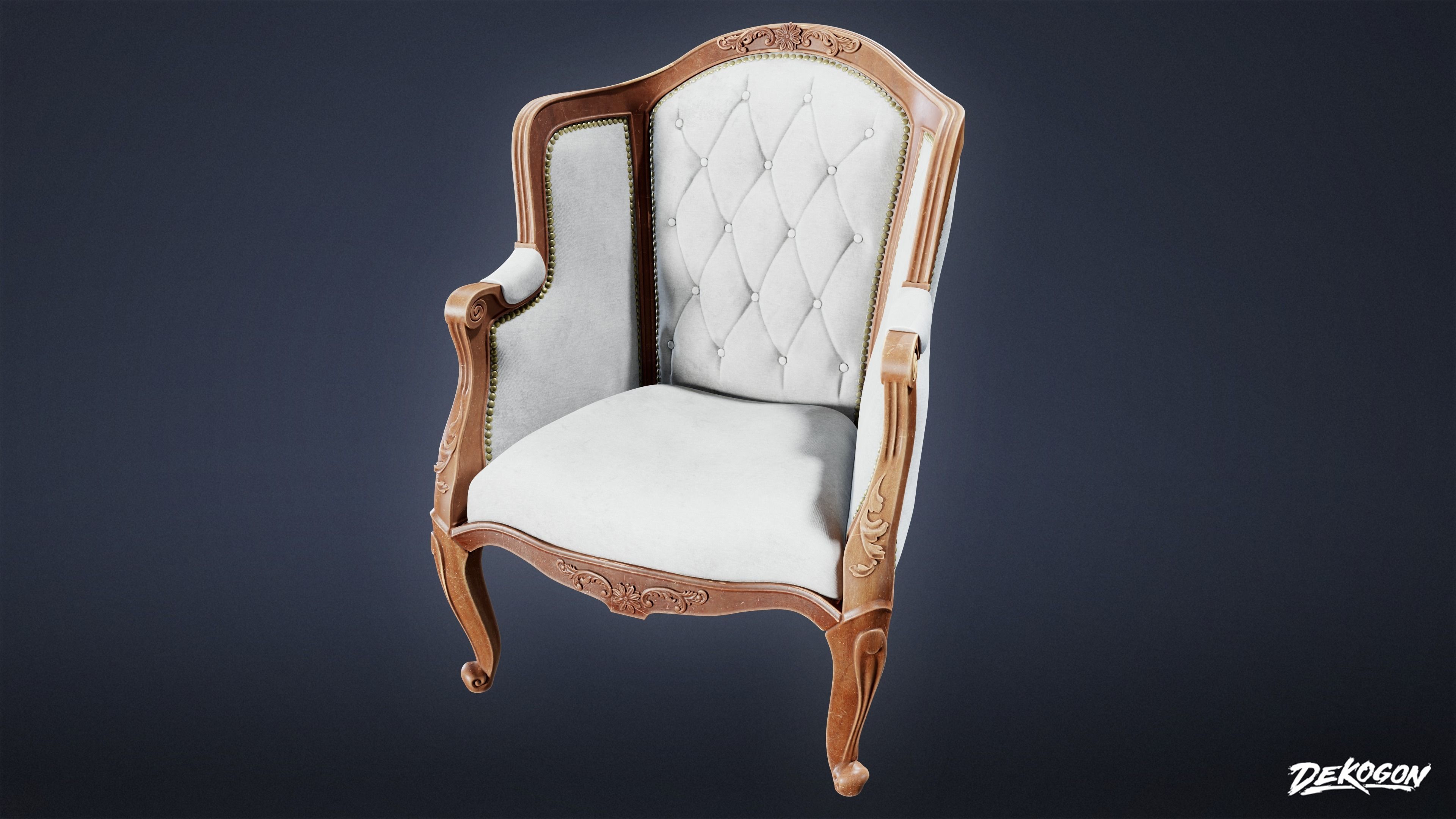 VICTORIAN - Chair 04 - LOW POLY AND NANITE Low-poly 3D model_1