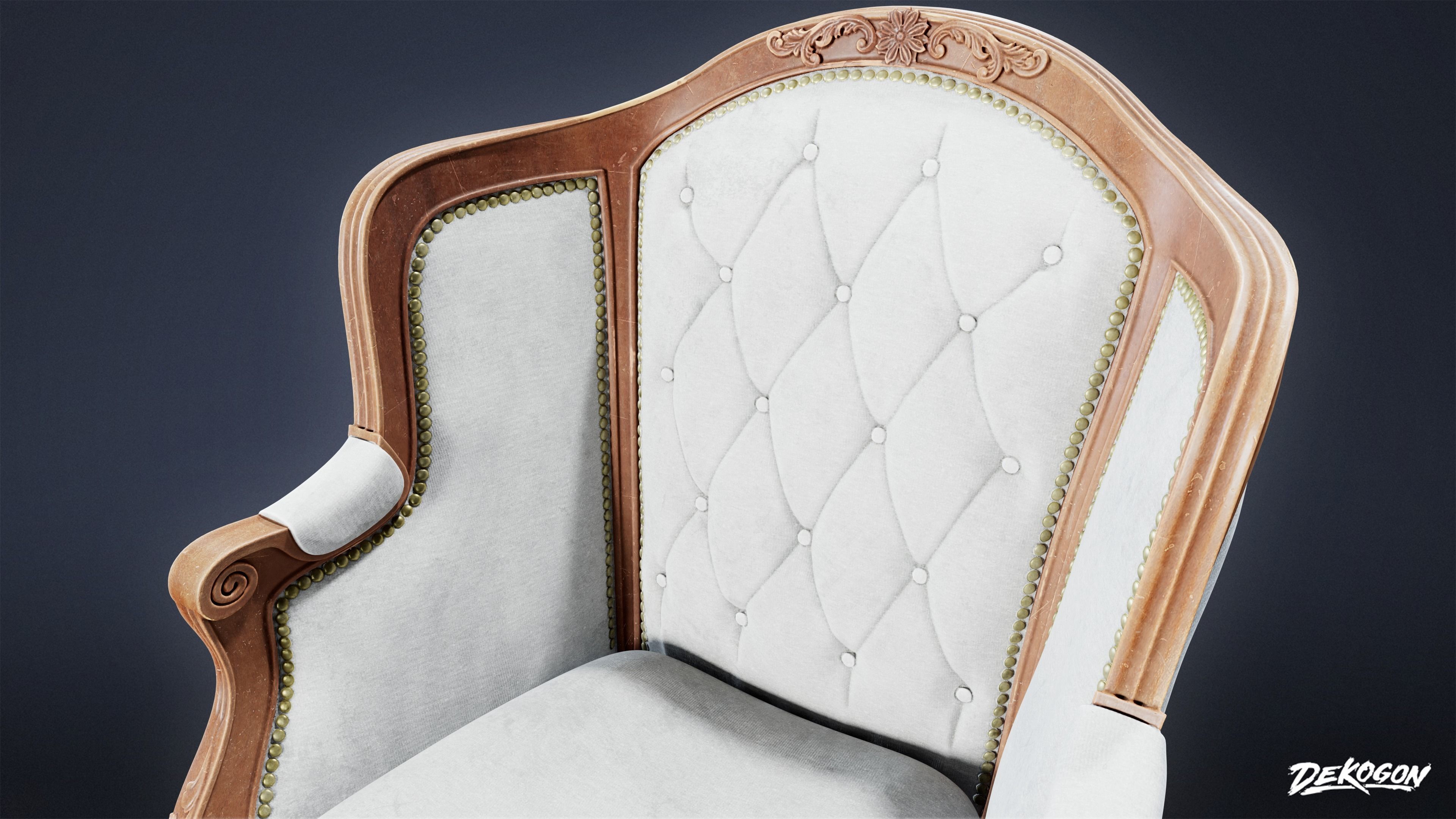 VICTORIAN - Chair 04 - LOW POLY AND NANITE Low-poly 3D model_6