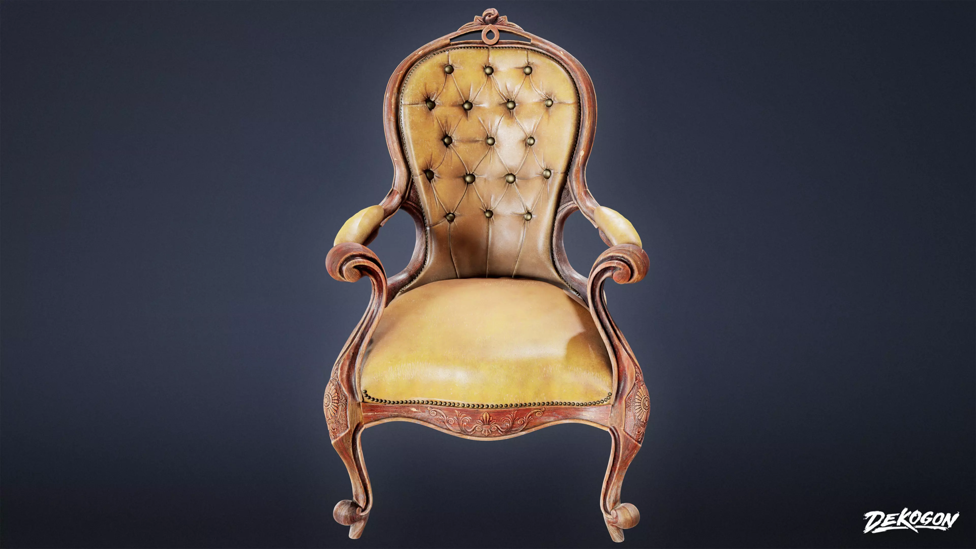 VICTORIAN - Chair Cushioned Victorian 02 - LOW POLY AND NANITE Low-poly 3D model