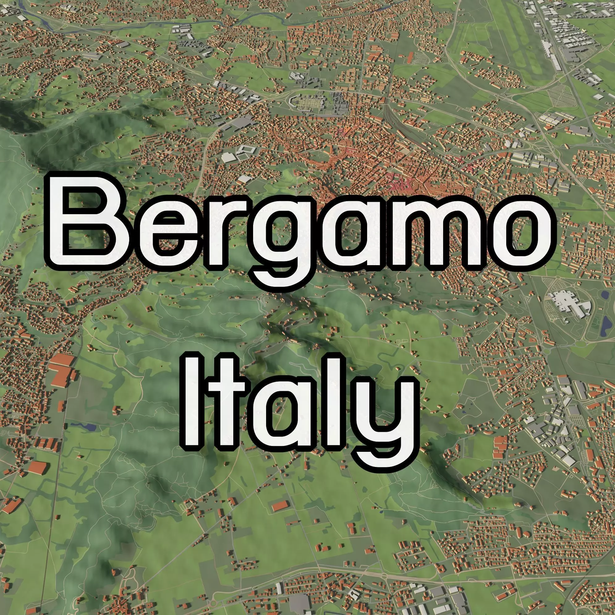 Bergamo Italy - city and urban 3D model