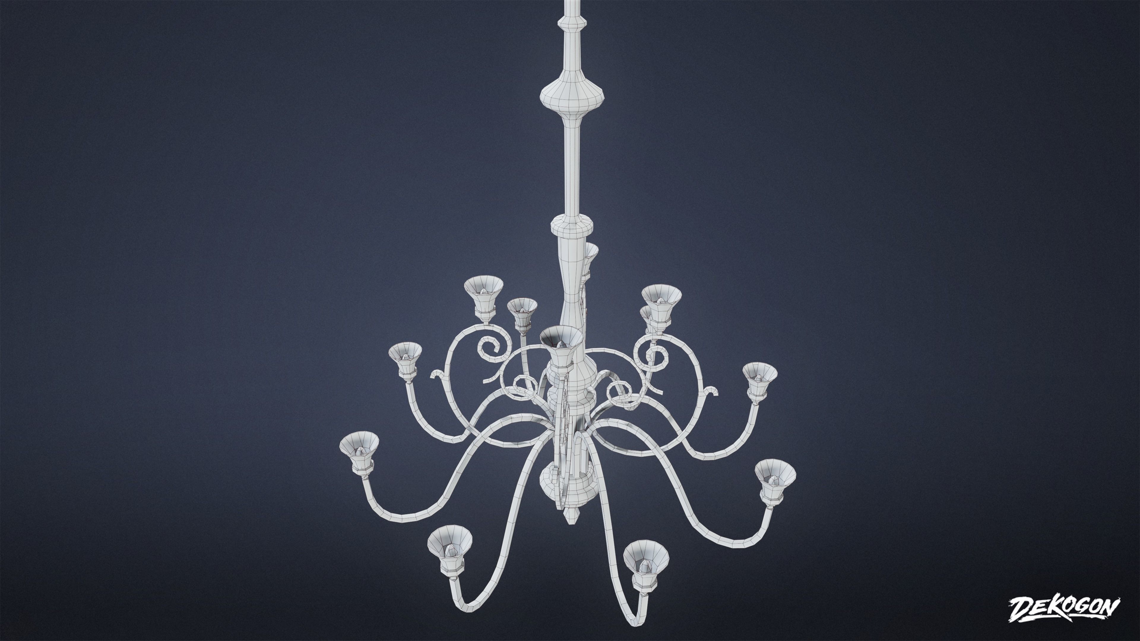 VICTORIAN - Chandelier Victorian 01 - LOW POLY AND NANITE Low-poly 3D model_7