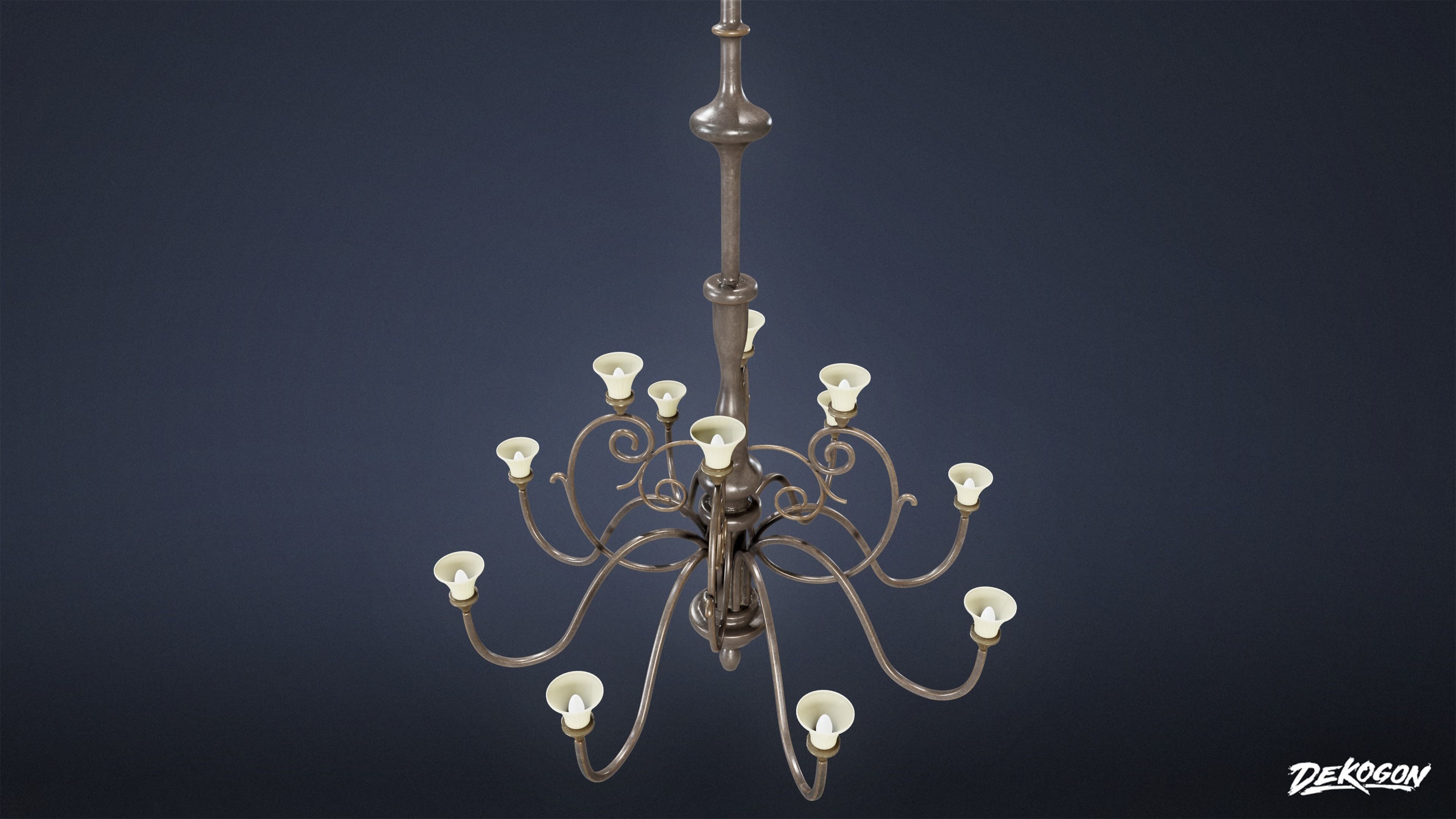 VICTORIAN - Chandelier Victorian 01 - LOW POLY AND NANITE Low-poly 3D model_6