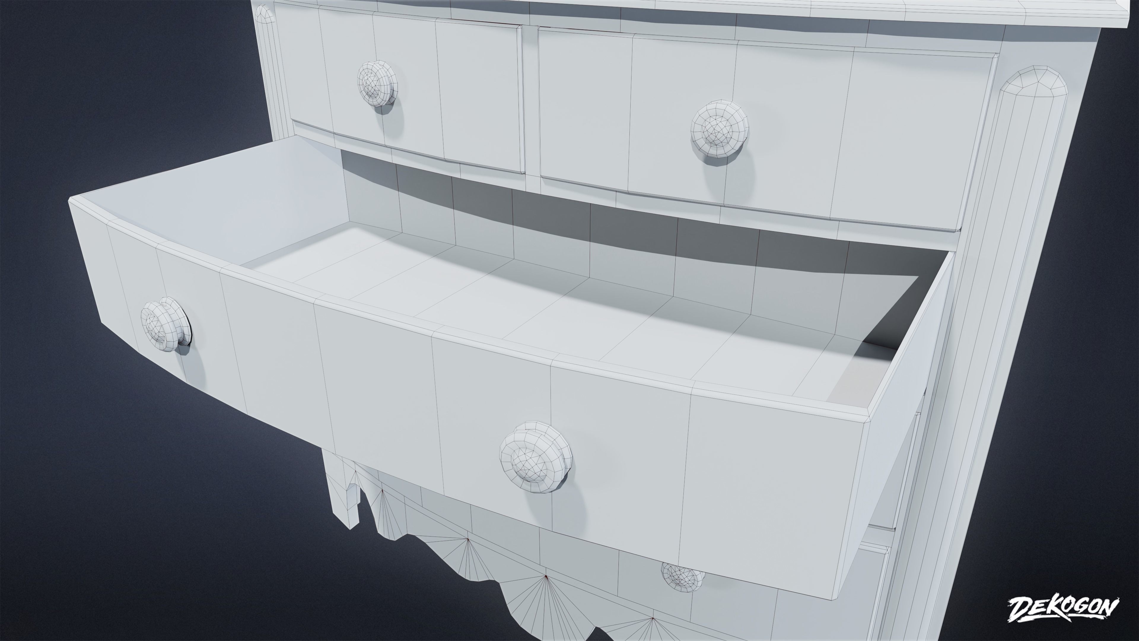 VICTORIAN - Chest Drawers 01 - LOW POLY AND NANITE Low-poly 3D model_8
