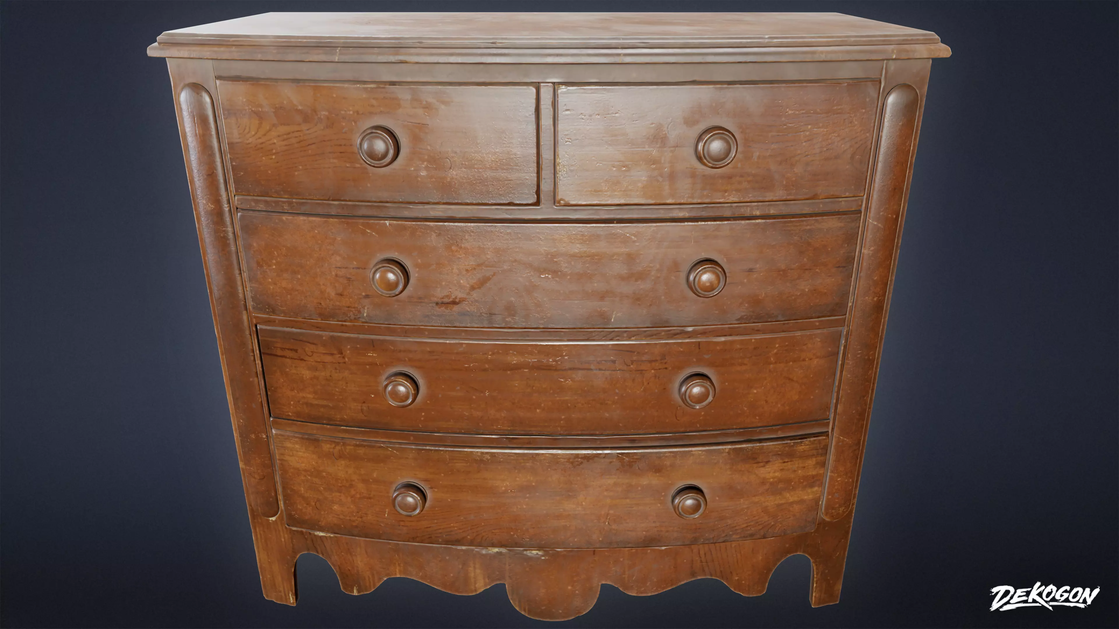 VICTORIAN - Chest Drawers 01 - LOW POLY AND NANITE Low-poly 3D model_0