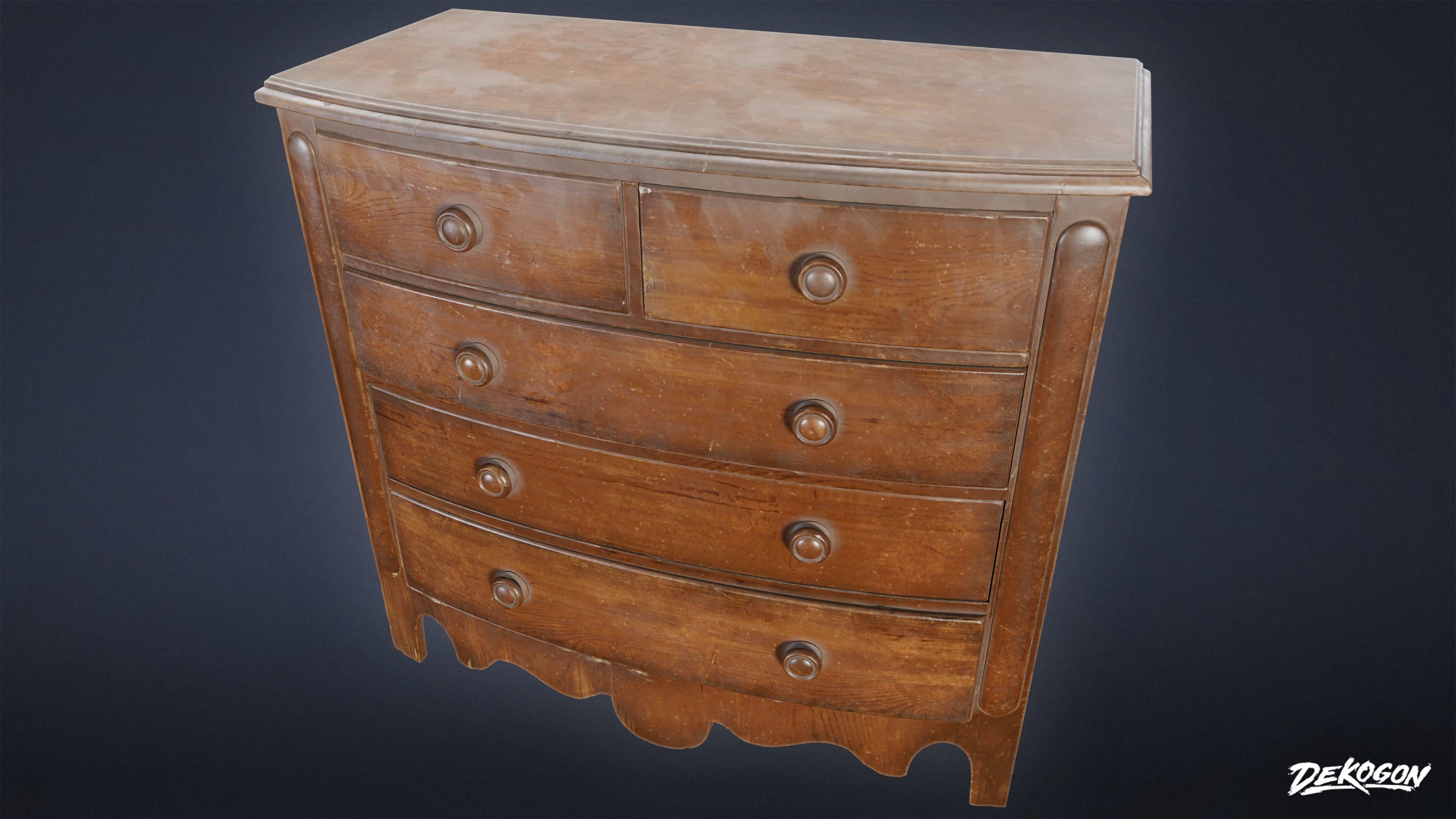 VICTORIAN - Chest Drawers 01 - LOW POLY AND NANITE Low-poly 3D model_4