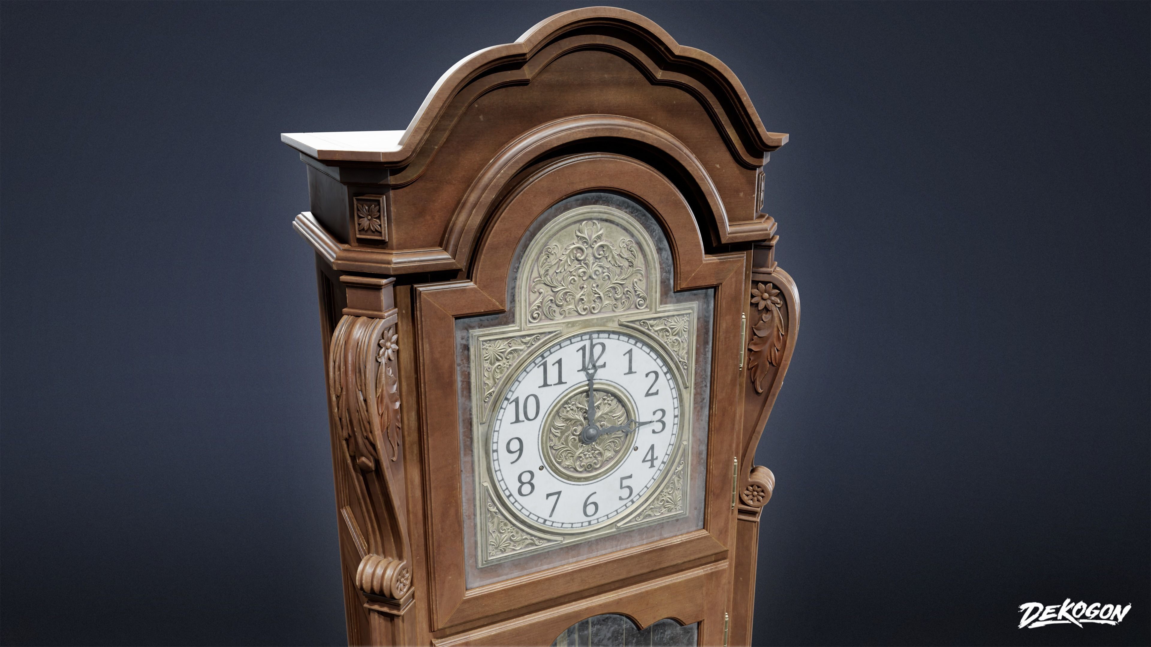 VICTORIAN - Clock Grandfather 01 - LOW POLY AND NANITE Low-poly 3D model_3