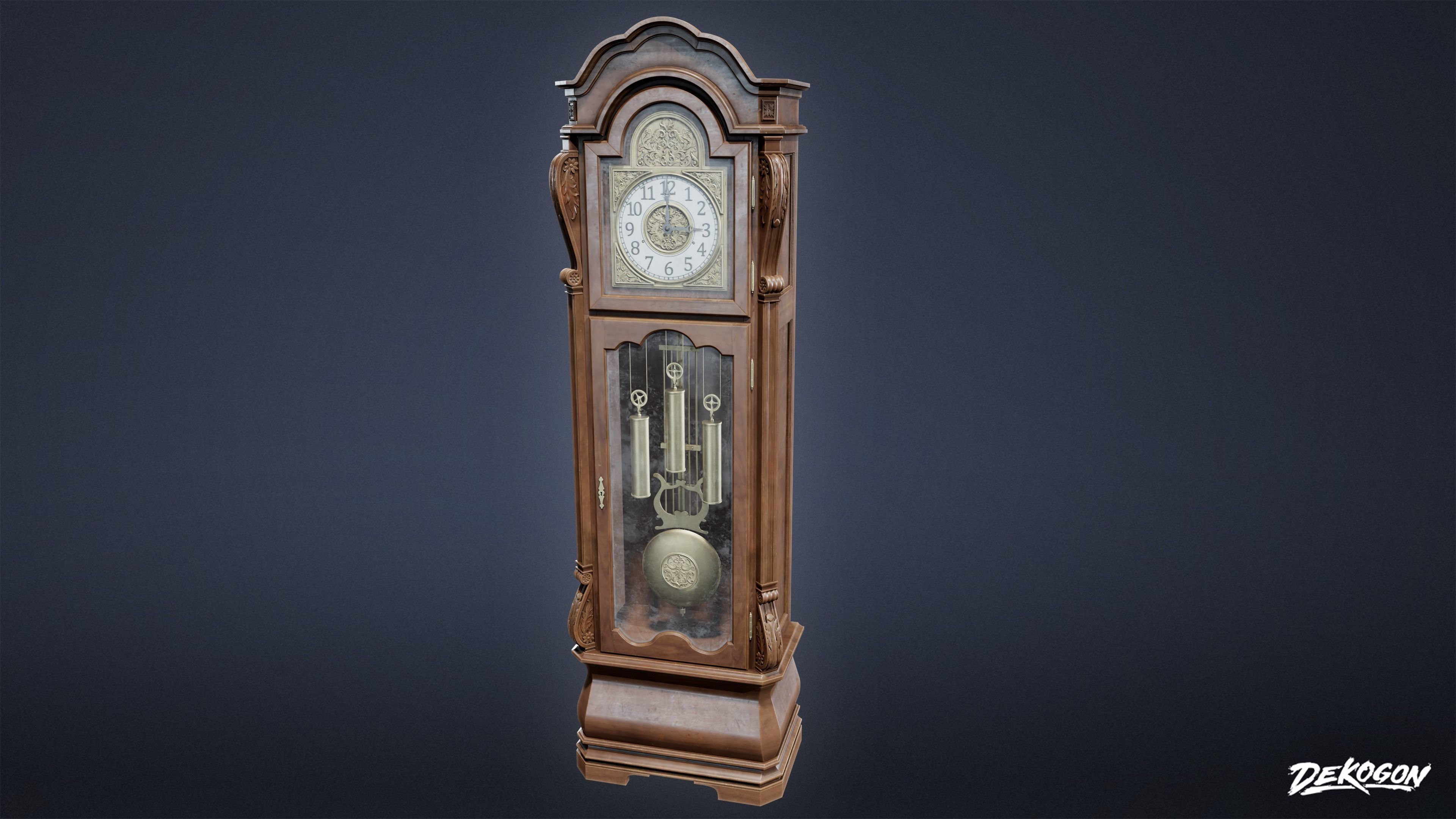 VICTORIAN - Clock Grandfather 01 - LOW POLY AND NANITE Low-poly 3D model_1