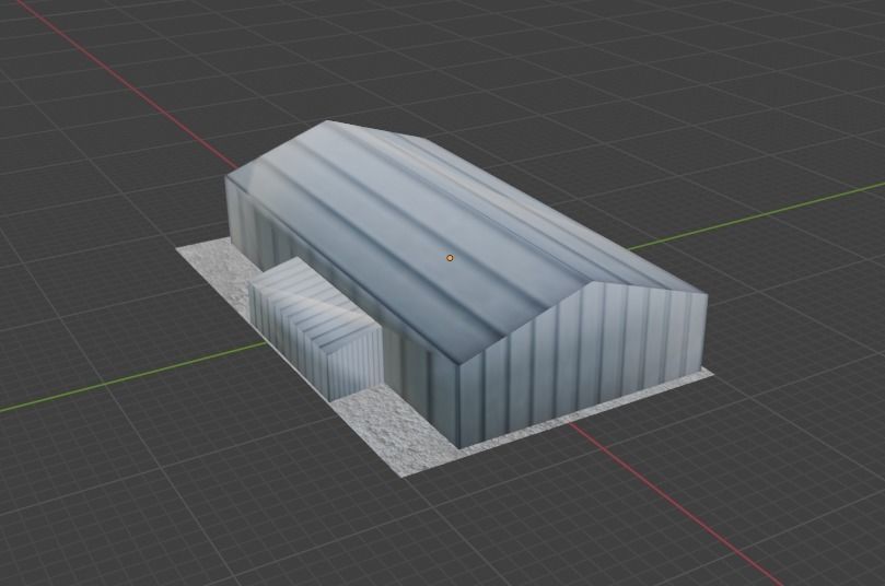 Aircraft Hanger V2 Even Lower Poly Free low-poly 3D model_5