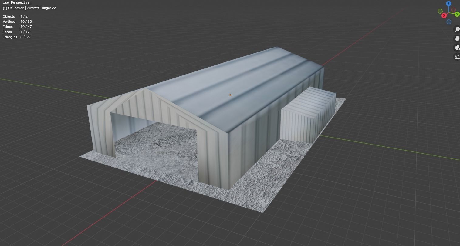 Aircraft Hanger V2 Even Lower Poly Free low-poly 3D model_21
