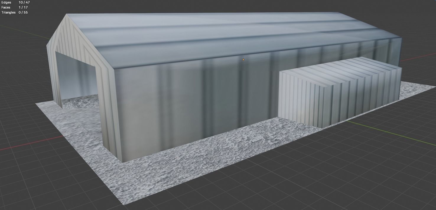 Aircraft Hanger V2 Even Lower Poly Free low-poly 3D model_12
