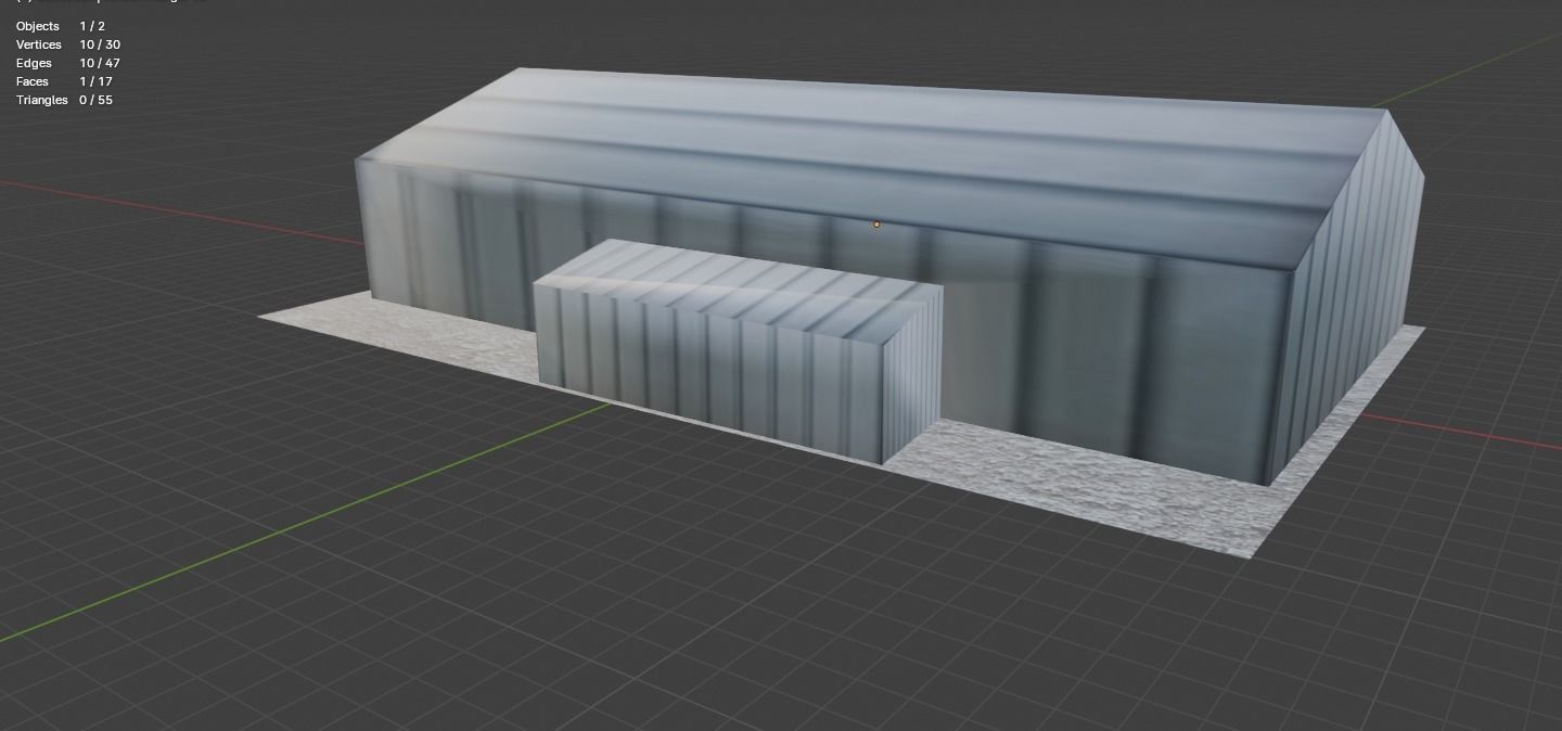 Aircraft Hanger V2 Even Lower Poly Free low-poly 3D model_10
