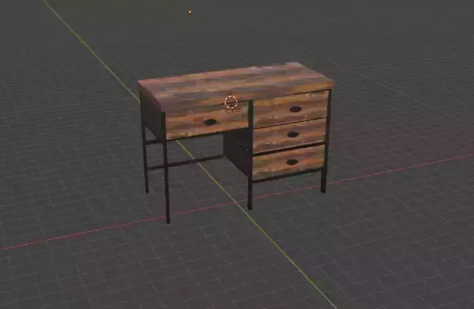 Desk With 4 Drawers Low Poly