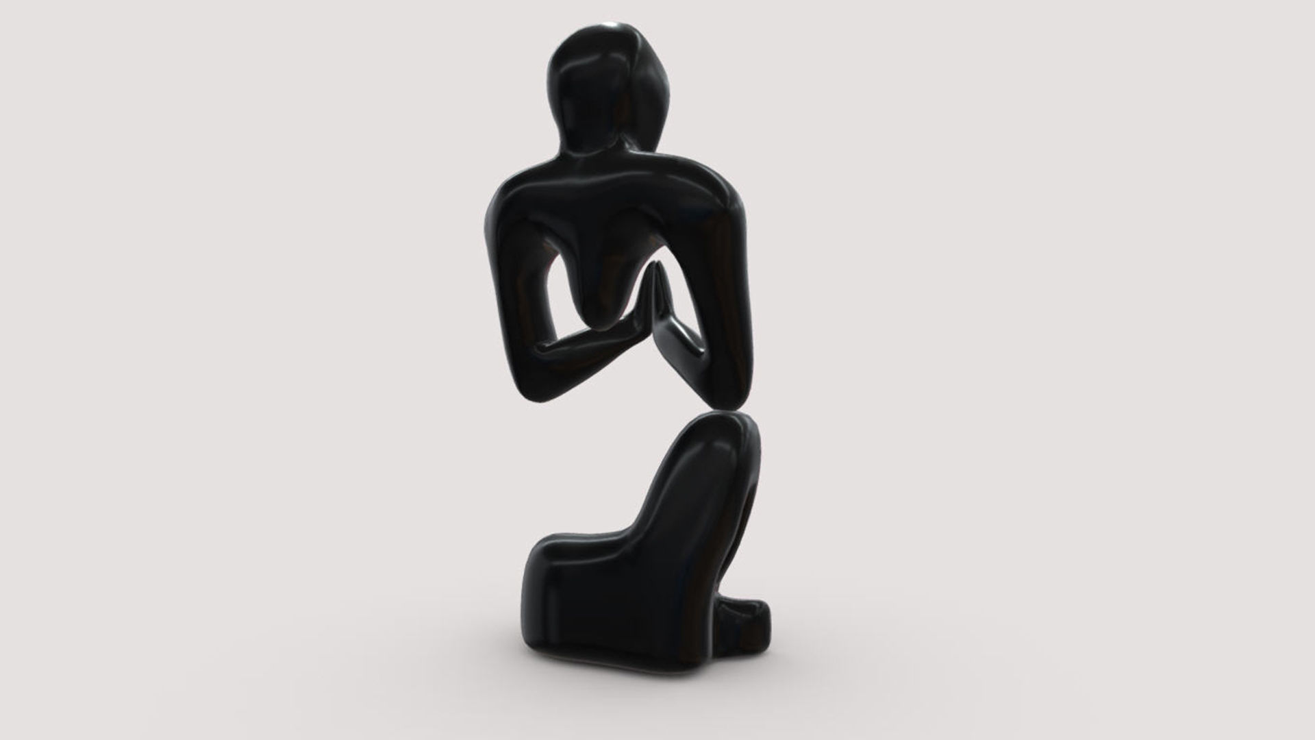 Man prayer carving wood  3D model_3