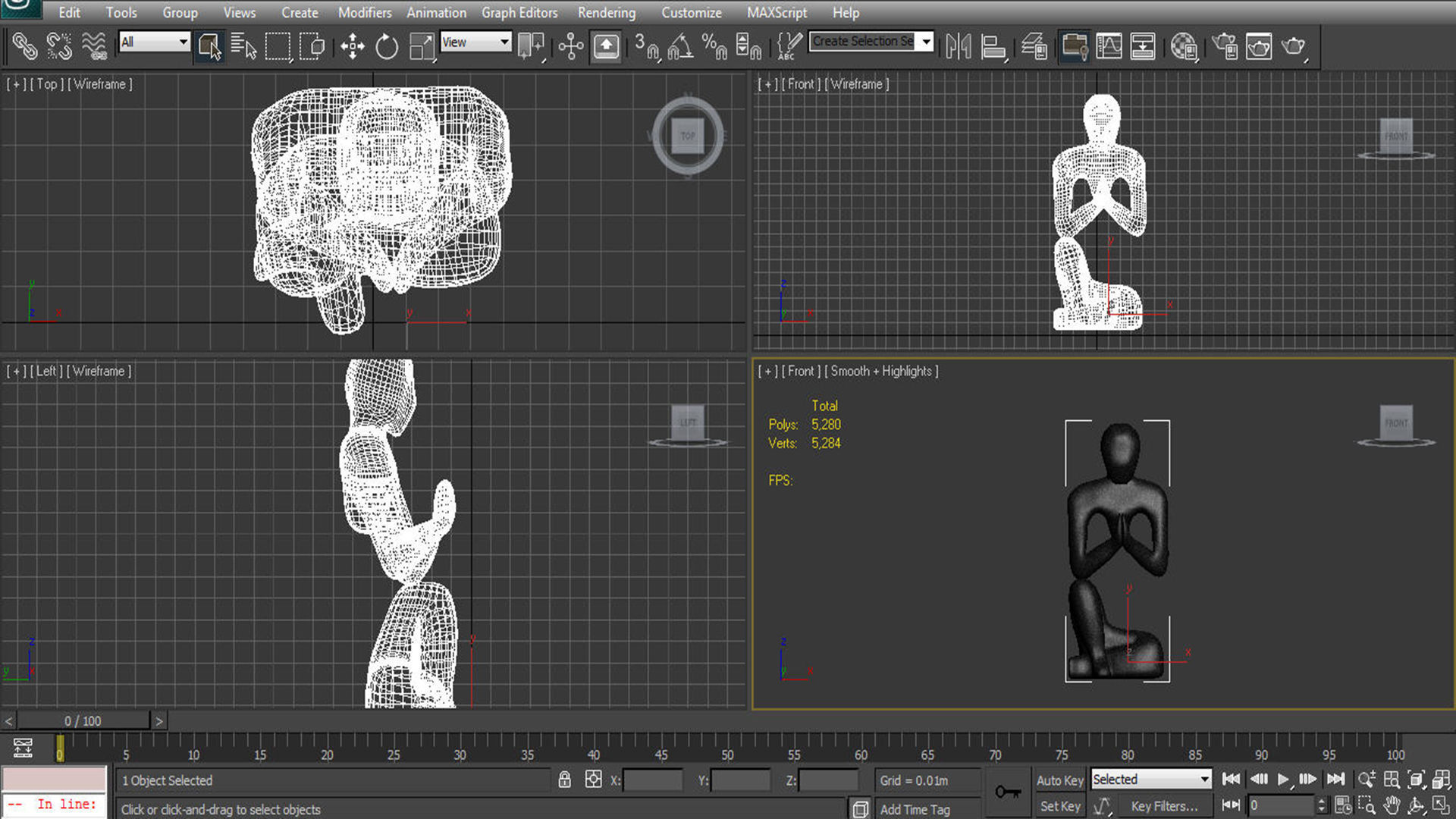 Man prayer carving wood  3D model_7