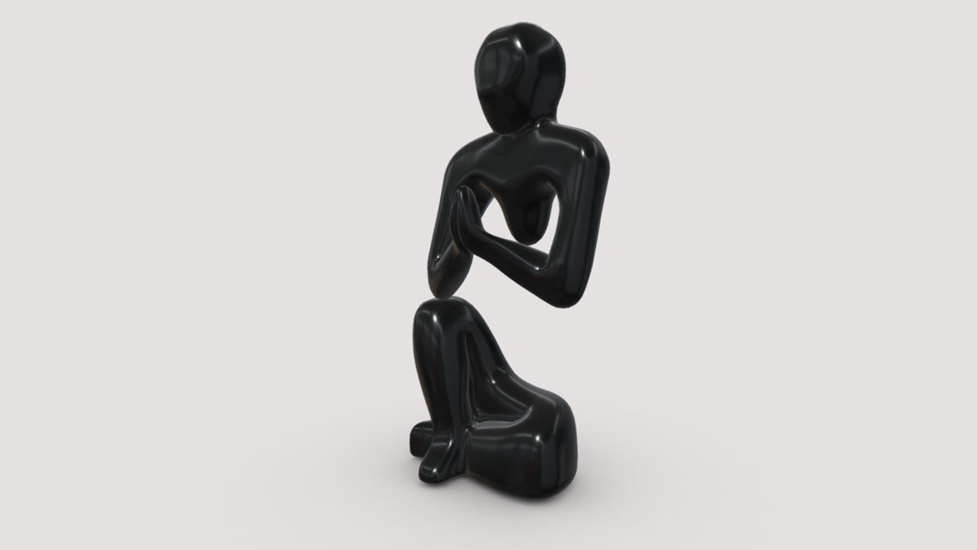 Man prayer carving wood  3D model_1