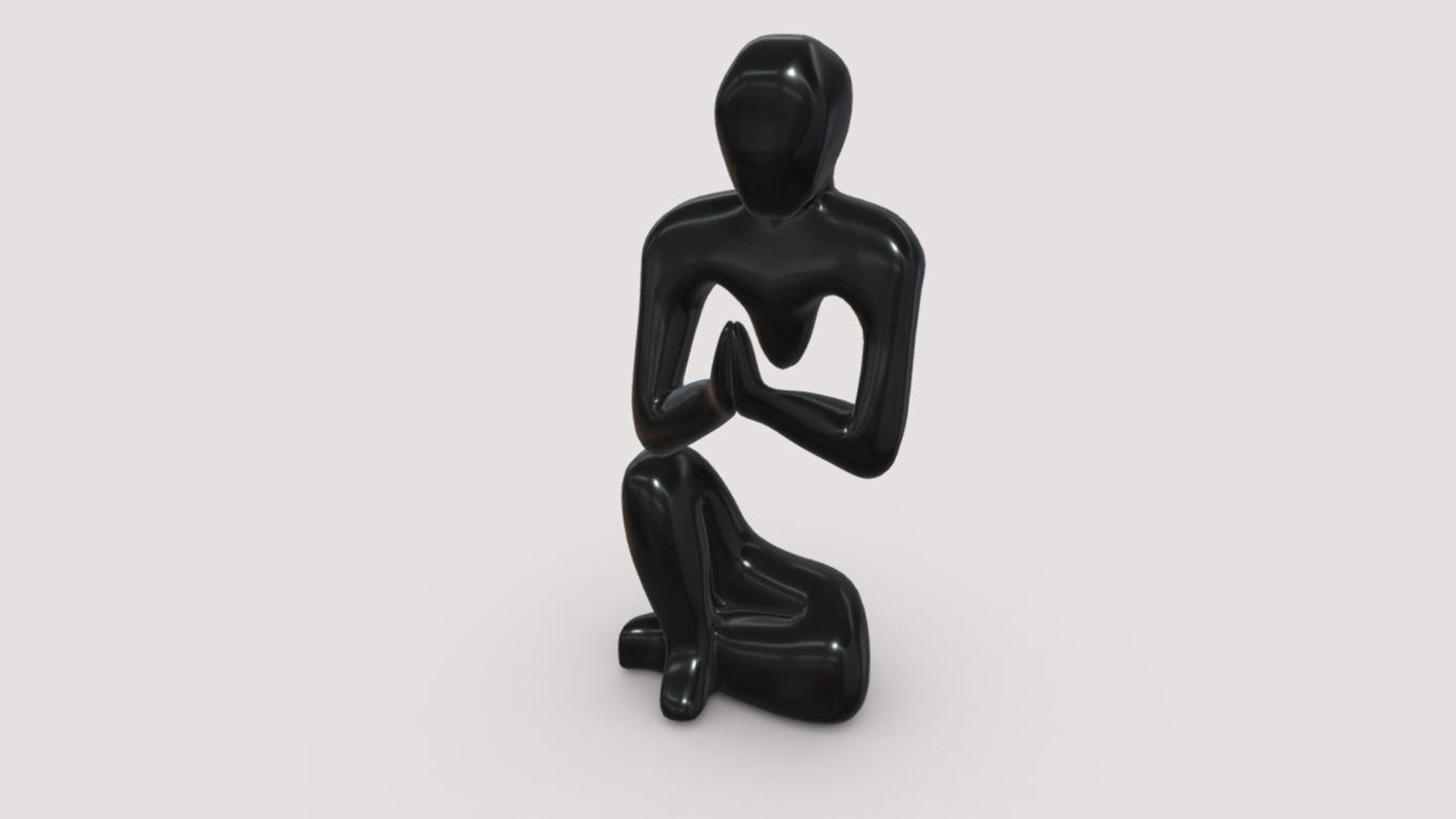 Man prayer carving wood  3D model_4