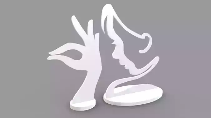 girl face and hand wood carving