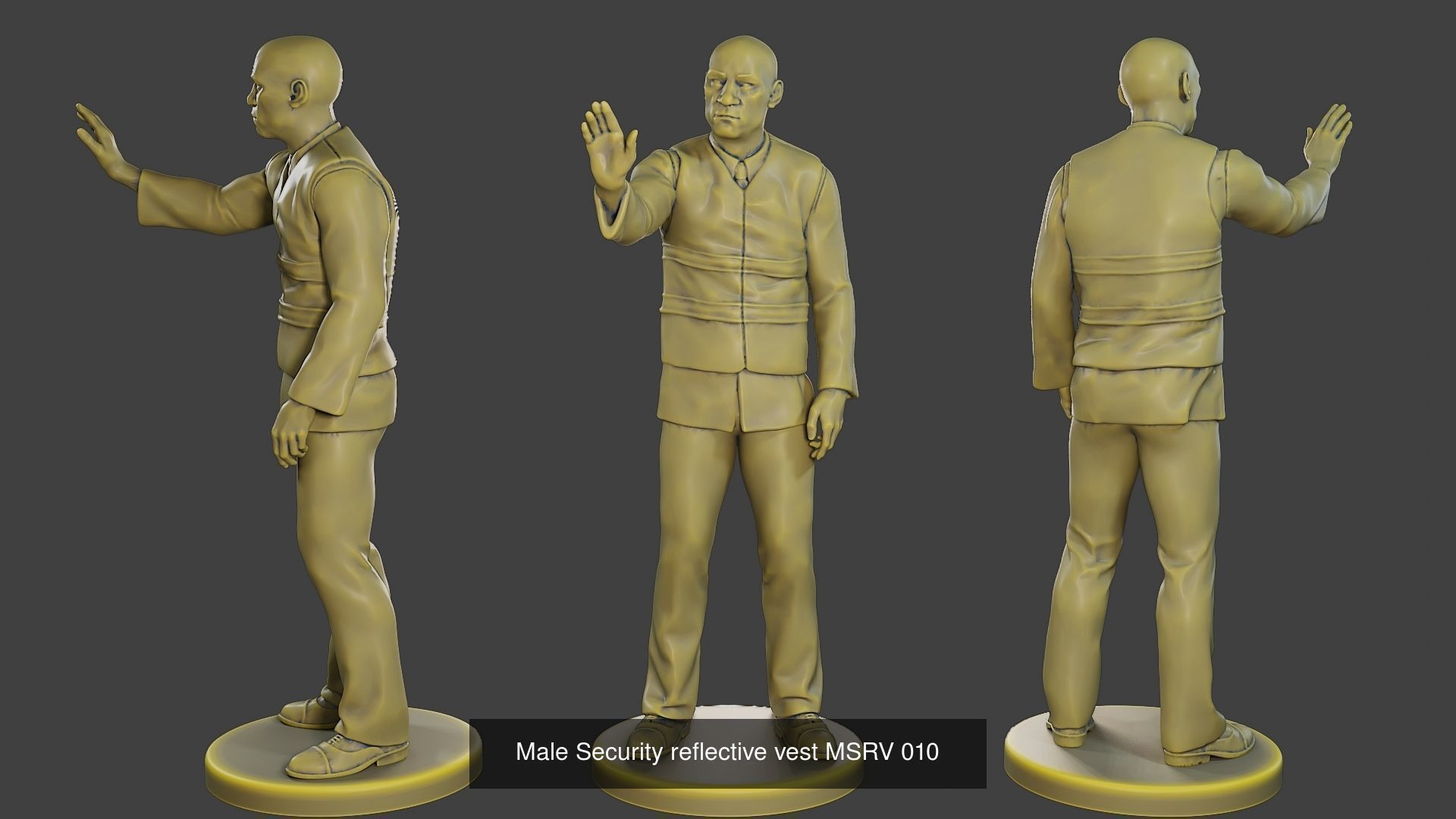 Male Security reflective vest MSRV Pack2 3D Model Collection_5