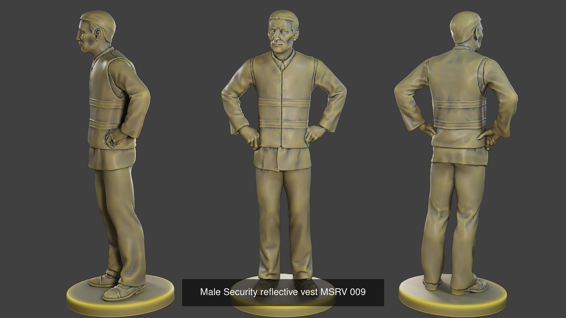 Male Security reflective vest MSRV Pack2 3D Model Collection_3