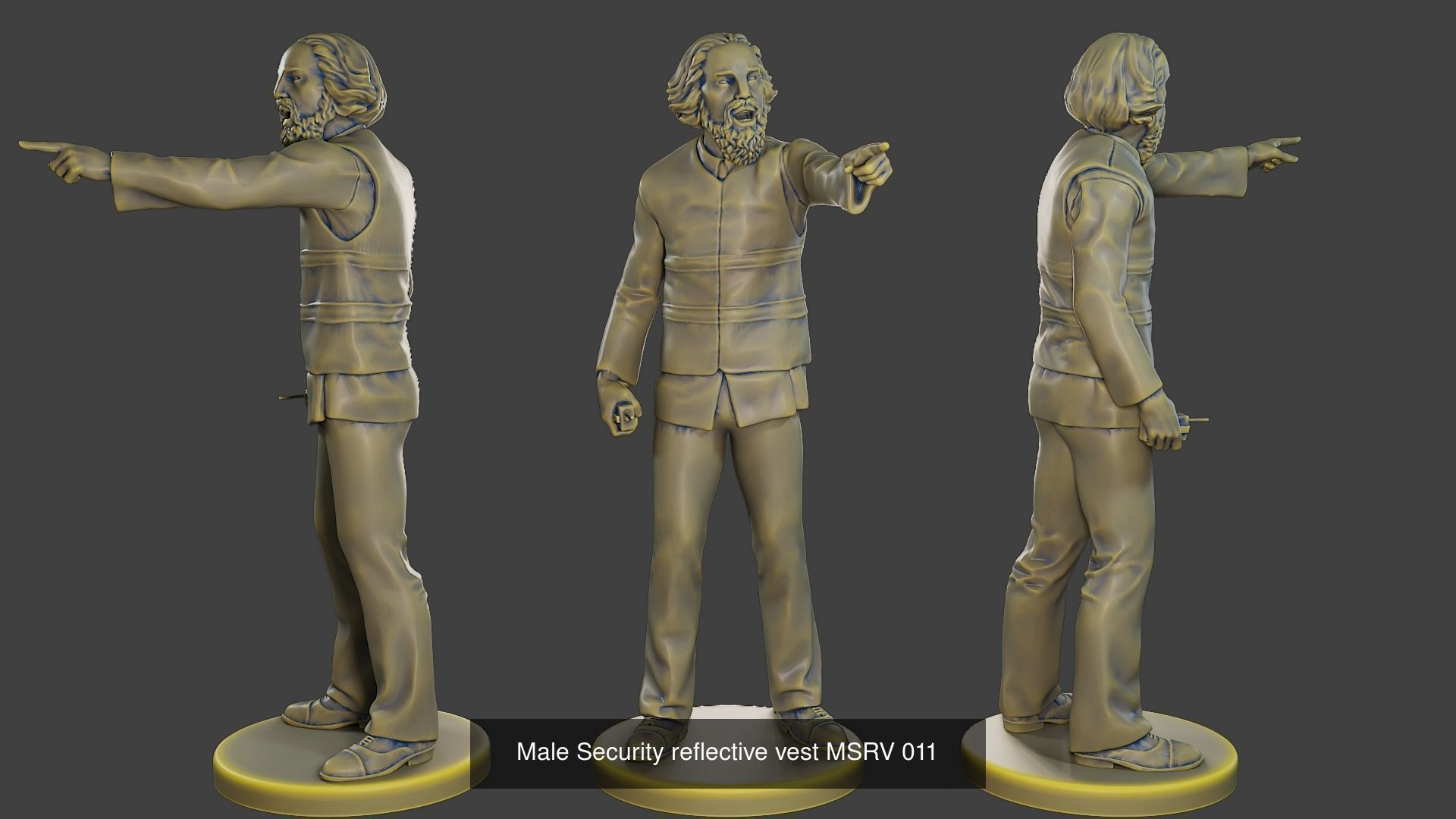 Male Security reflective vest MSRV Pack2 3D Model Collection_7