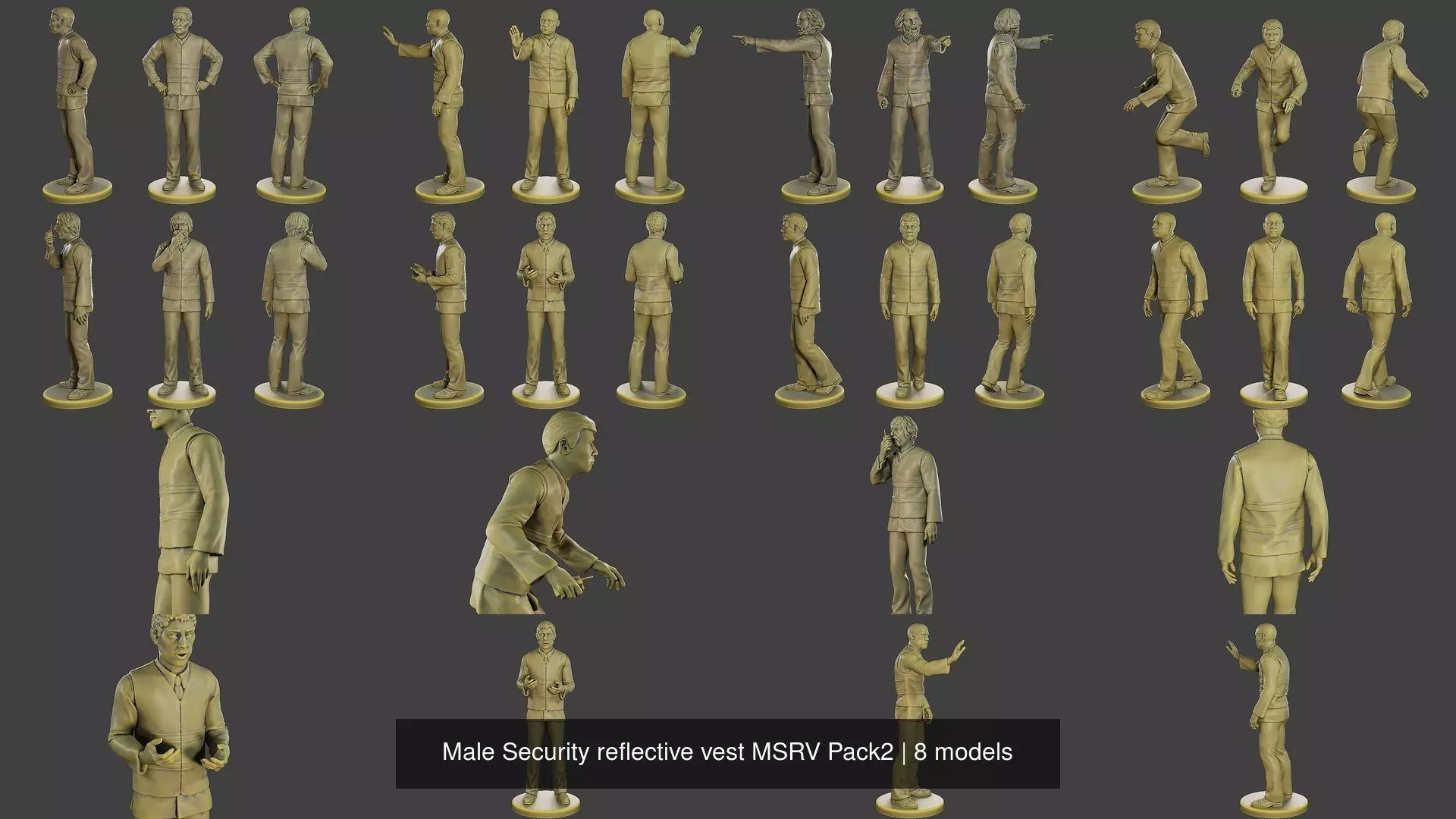 Male Security reflective vest MSRV Pack2 3D Model Collection_1