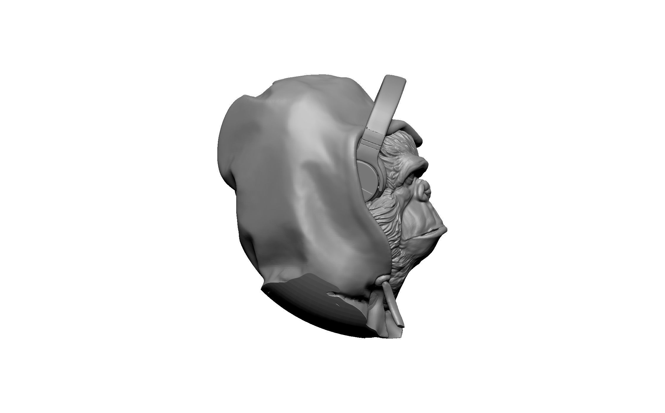gorilla animal head 3D print model_3