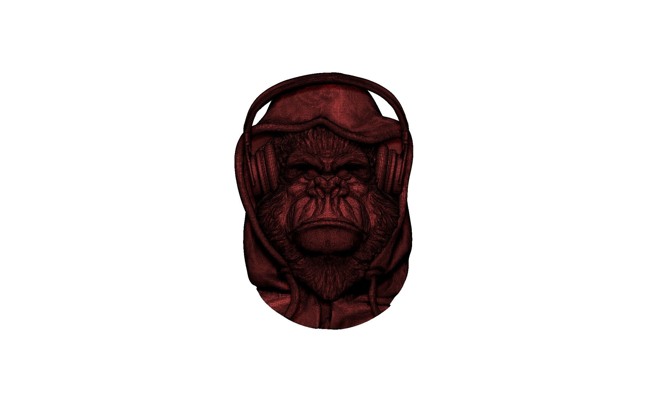 gorilla animal head 3D print model_5