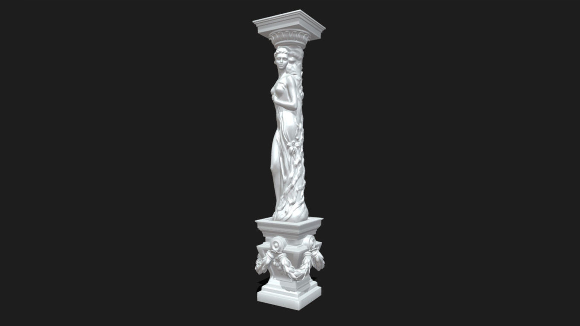 woman girl column 3D model_1