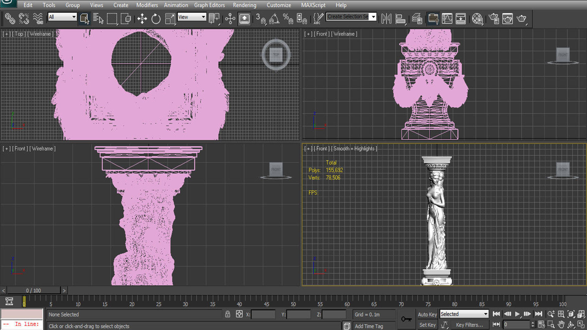woman girl column 3D model_8