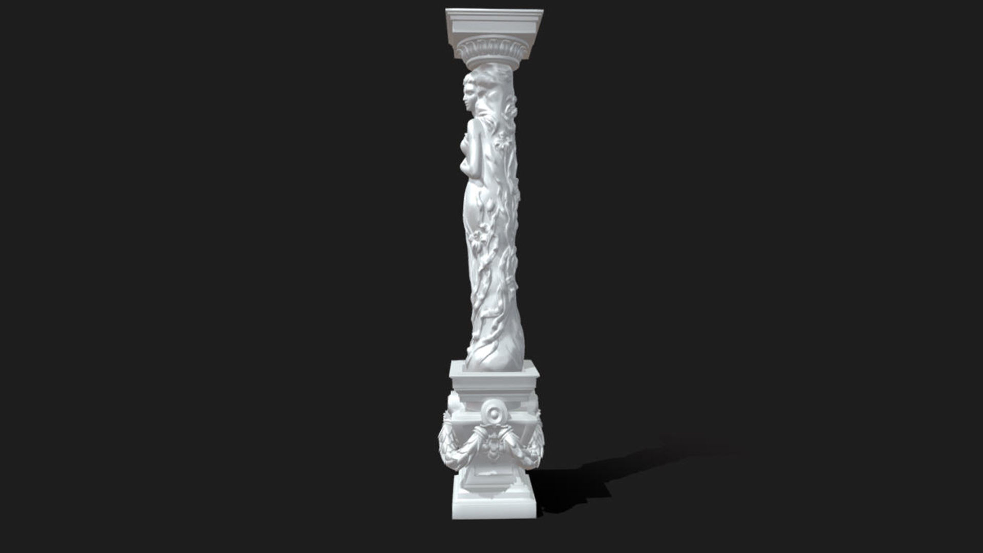 woman girl column 3D model_2