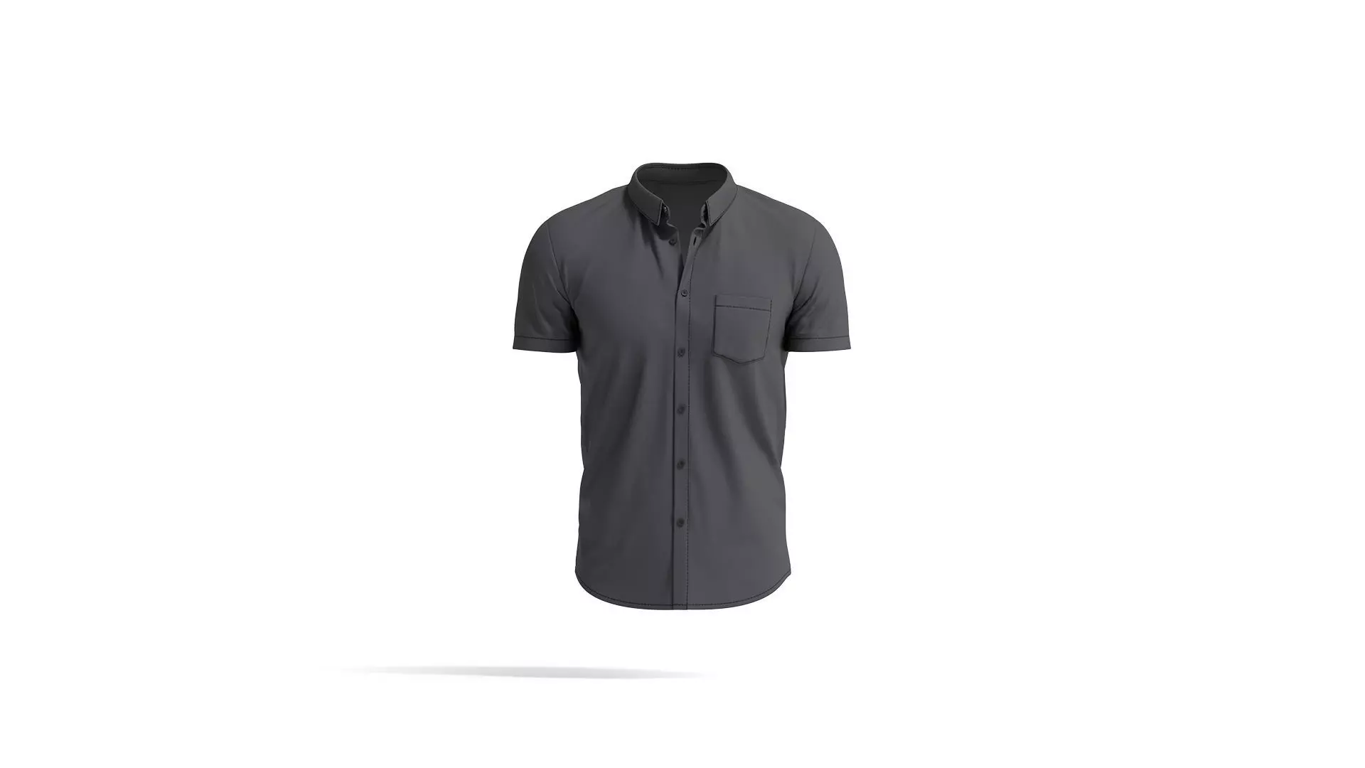 Black Short Sleeve Shirt - men button down dress shirt 3D model