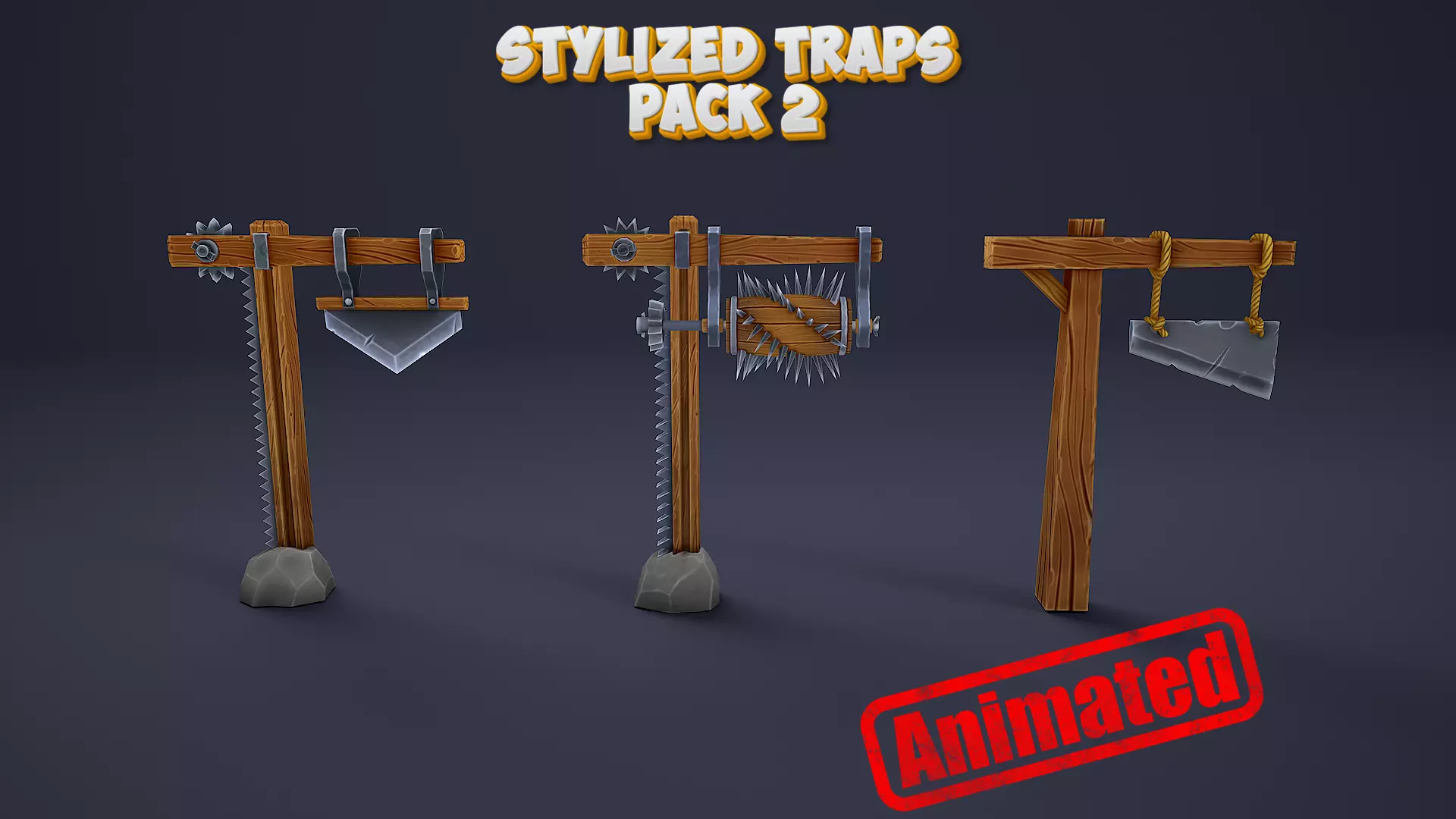 Stylized traps pack 2 Low-poly 3D model