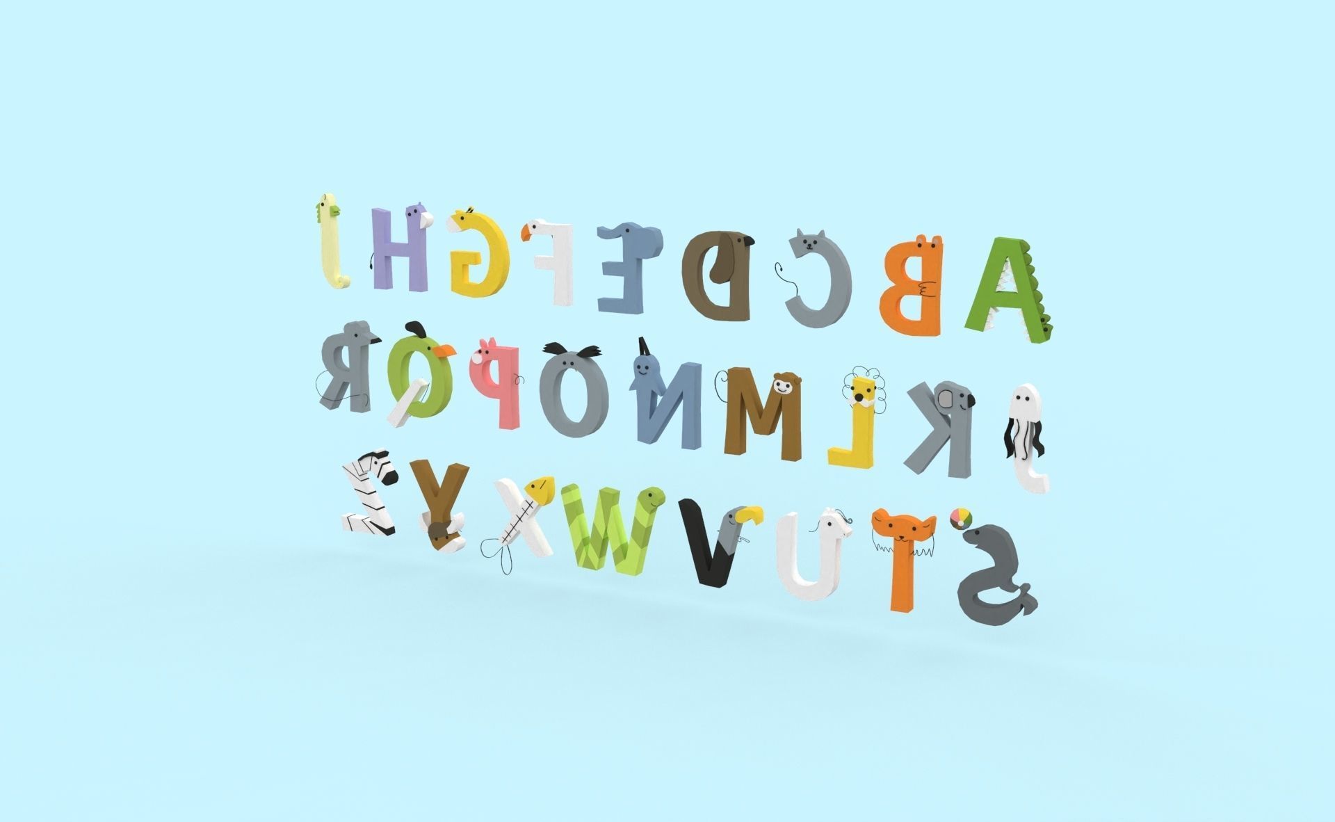Cartoon Animal Alphabet v024 Low-poly 3D model_8