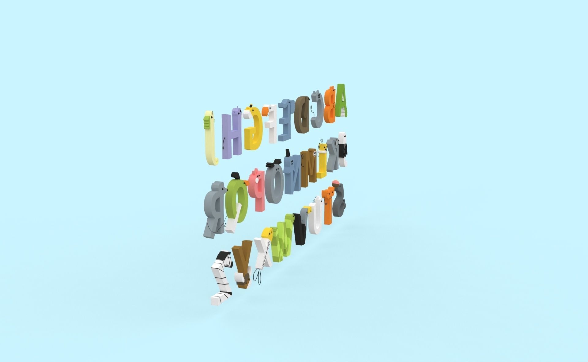 Cartoon Animal Alphabet v024 Low-poly 3D model_4