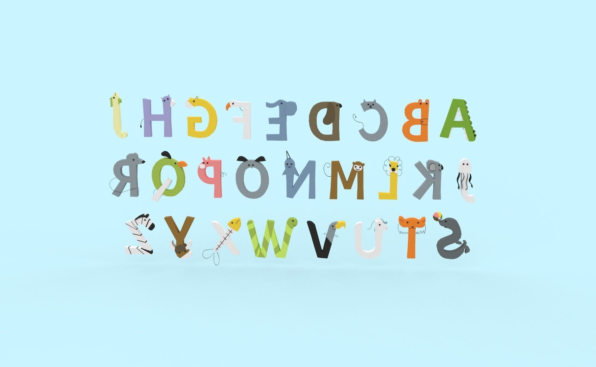 Cartoon Animal Alphabet v024 Low-poly 3D model_7