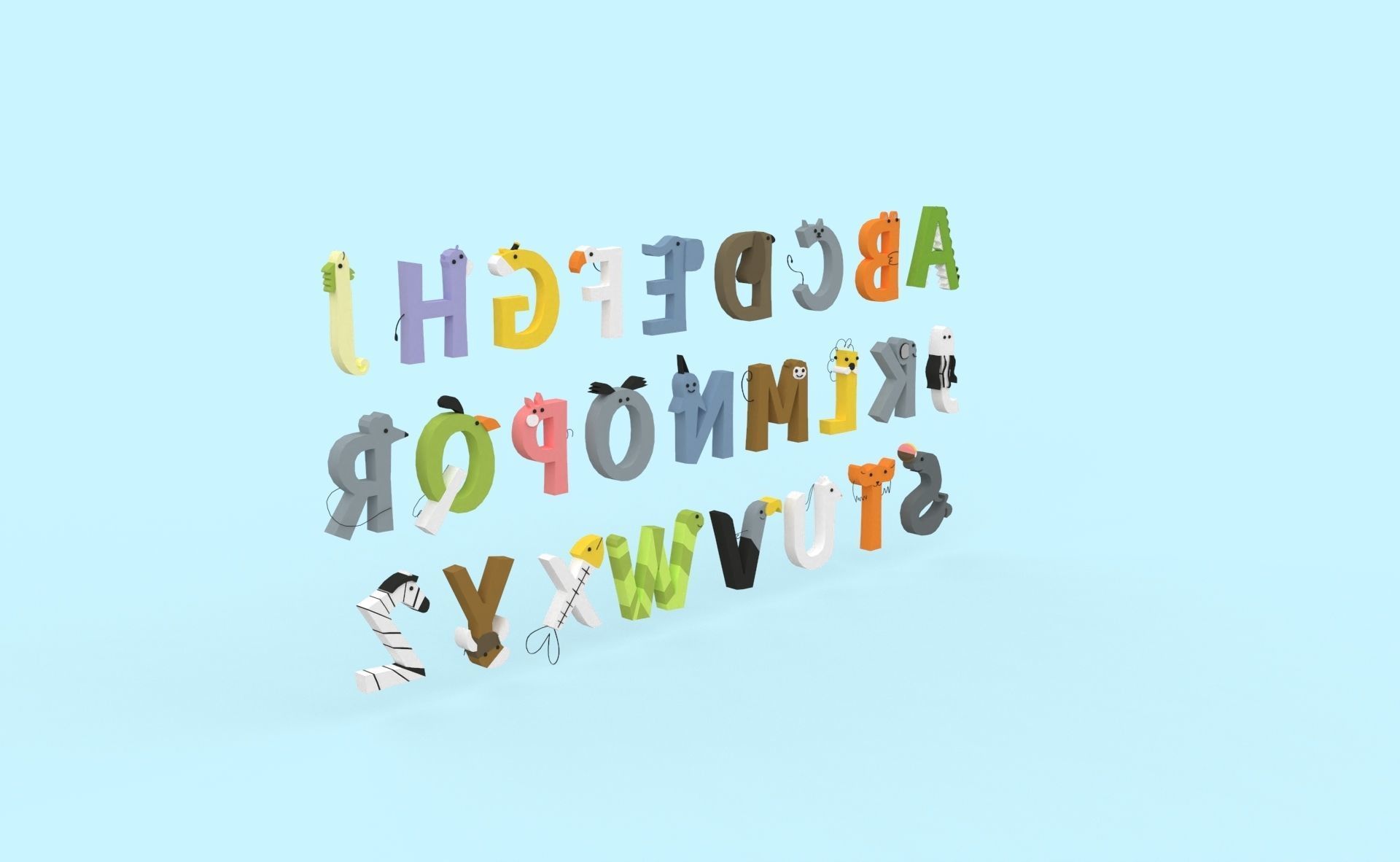 Cartoon Animal Alphabet v024 Low-poly 3D model_5