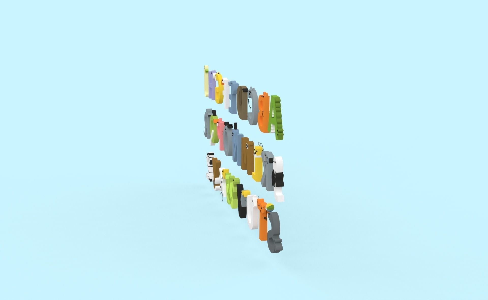 Cartoon Animal Alphabet v024 Low-poly 3D model_10
