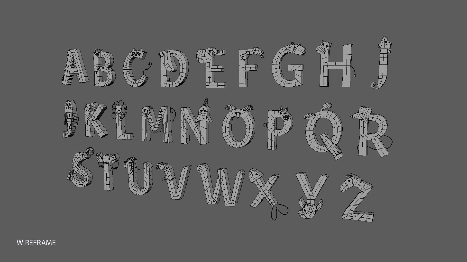Cartoon Animal Alphabet v024 Low-poly 3D model_16