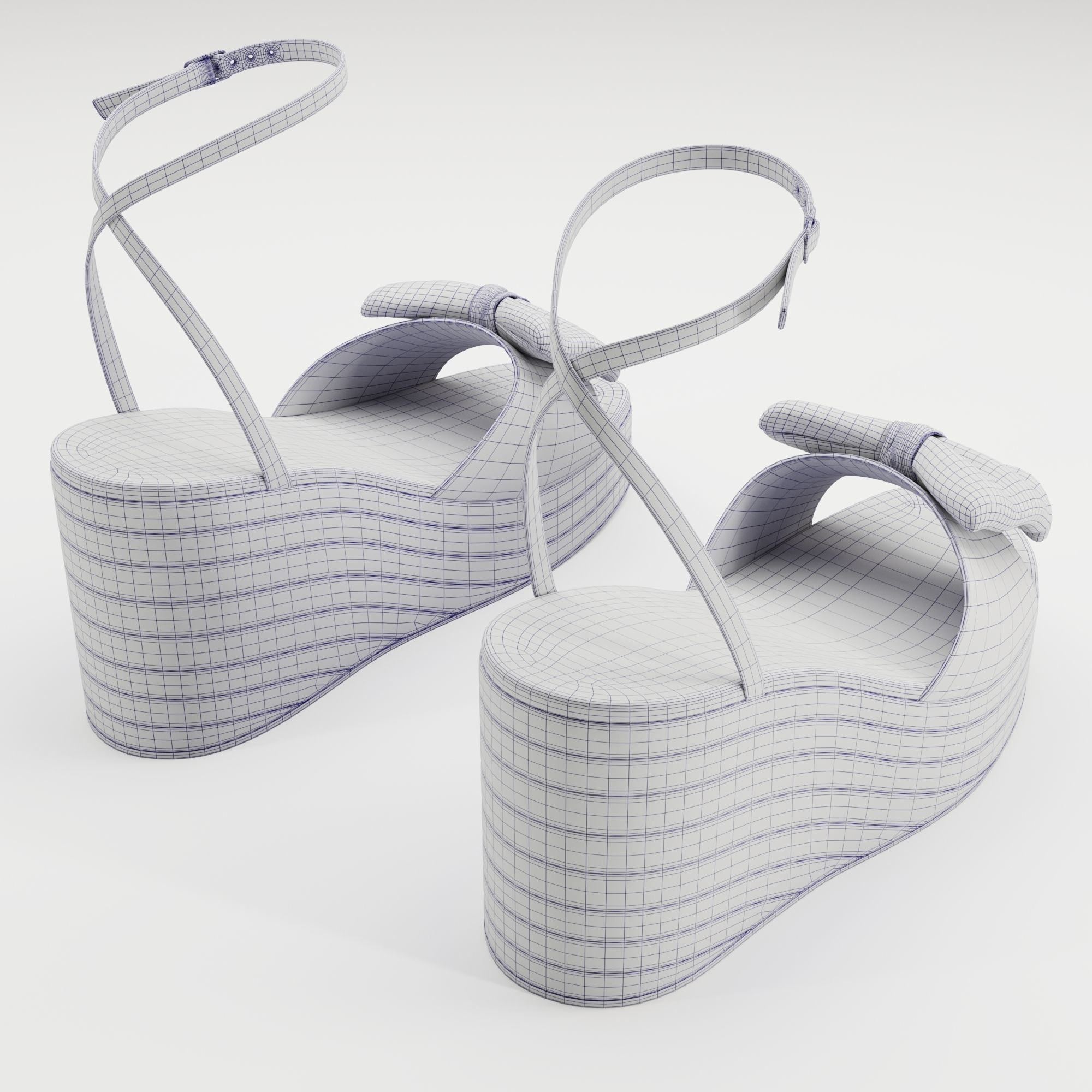 Asos Design Trisha bow detail espadrille wedges Low-poly 3D model_20