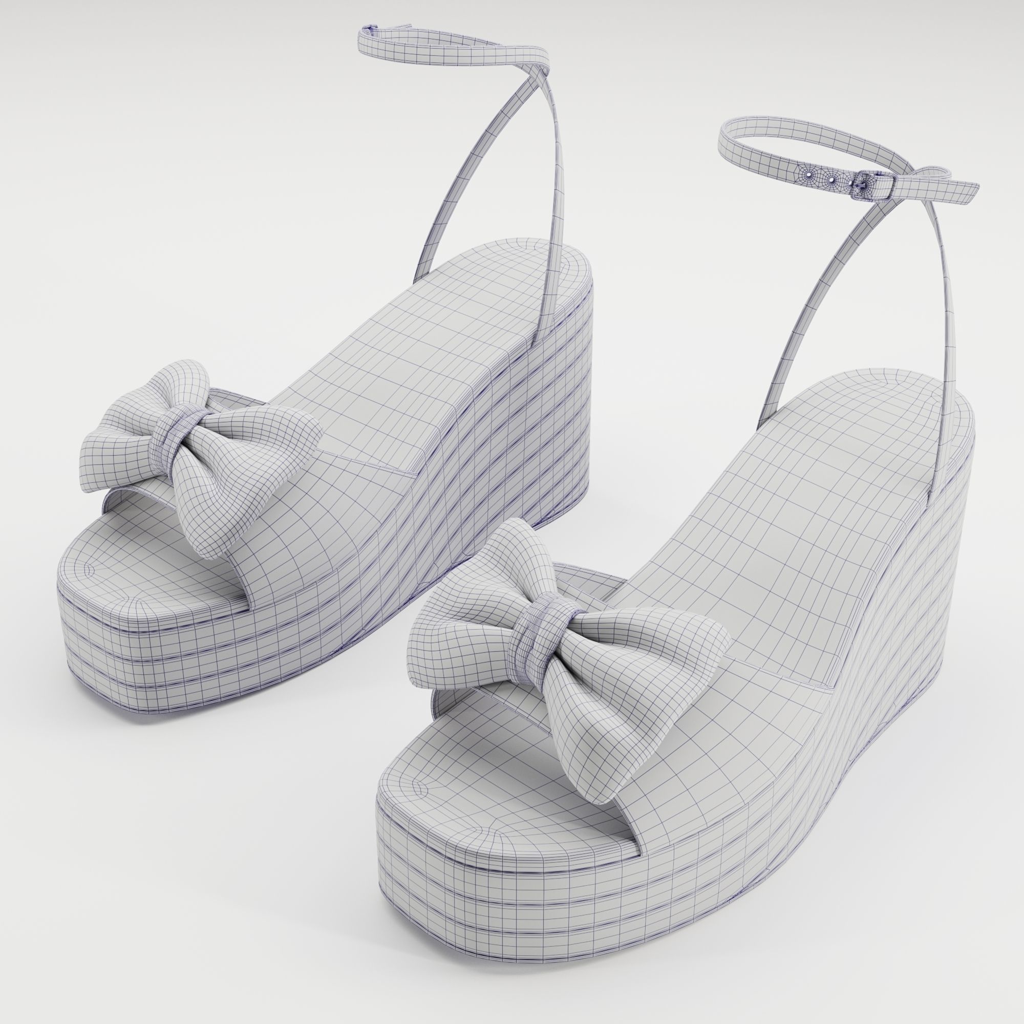 Asos Design Trisha bow detail espadrille wedges Low-poly 3D model_11