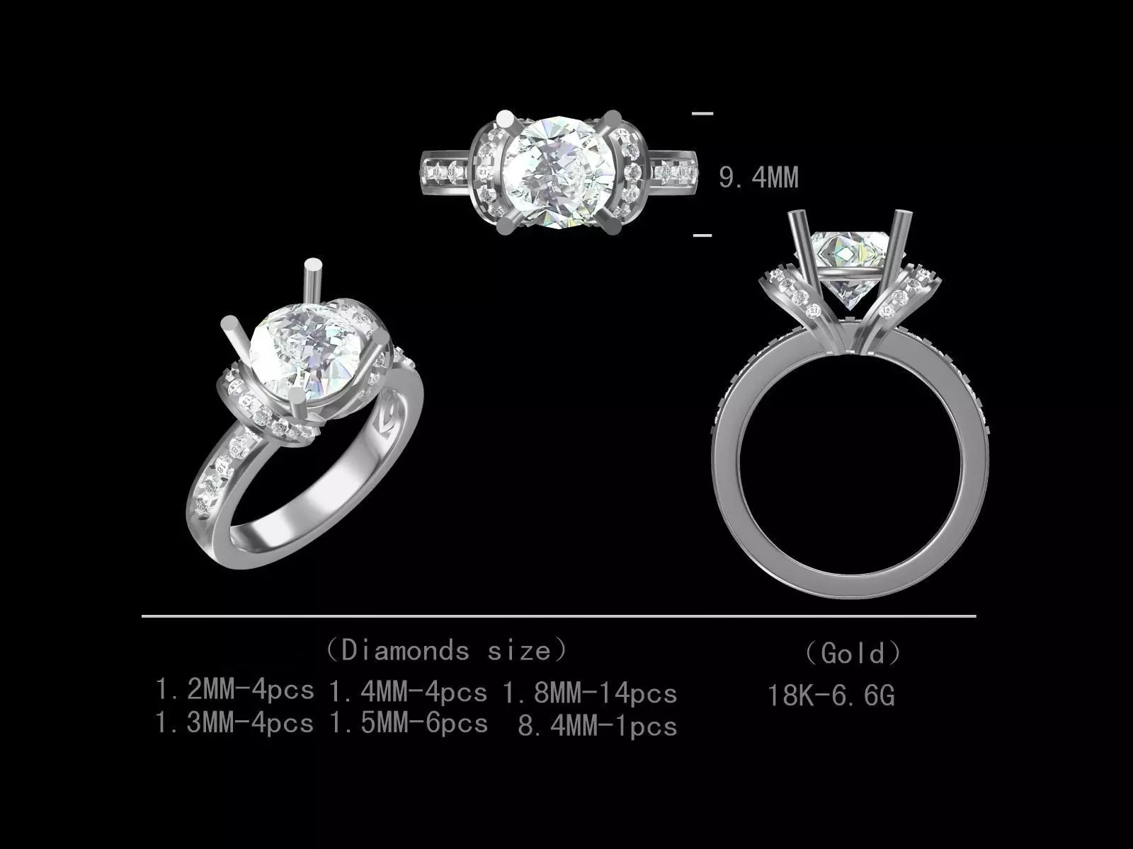 Diamond Engagement Ring For Women 3D Model Free 3D print model