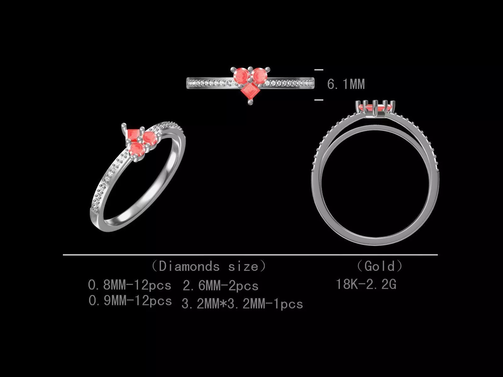 Trillion Cut Halo Diamond Engagement Ring For Women 3D Model Free 3D print model