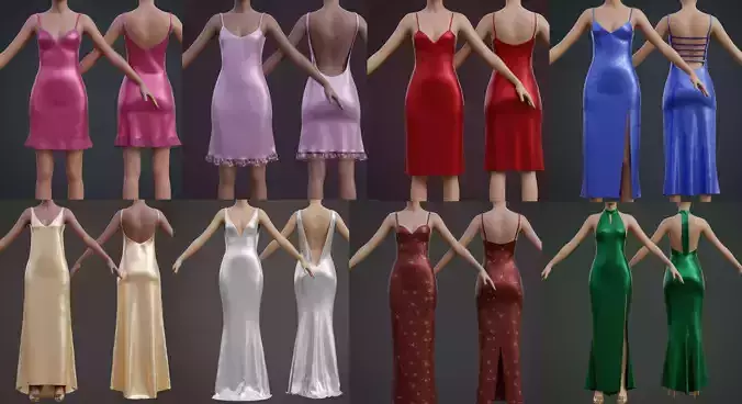 Silk Satin Slip Party Dresses -Sateen Prom Gown Collection 