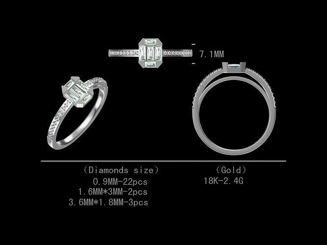 Diamond Engagement Ring For Women 3D Model Free 3D print model