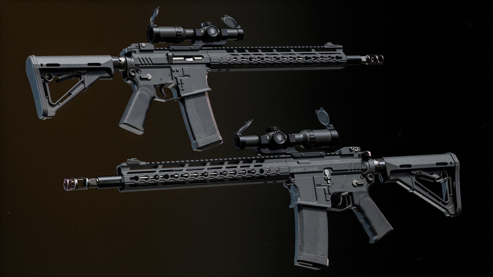 AR 15 Low-poly 3D model_4