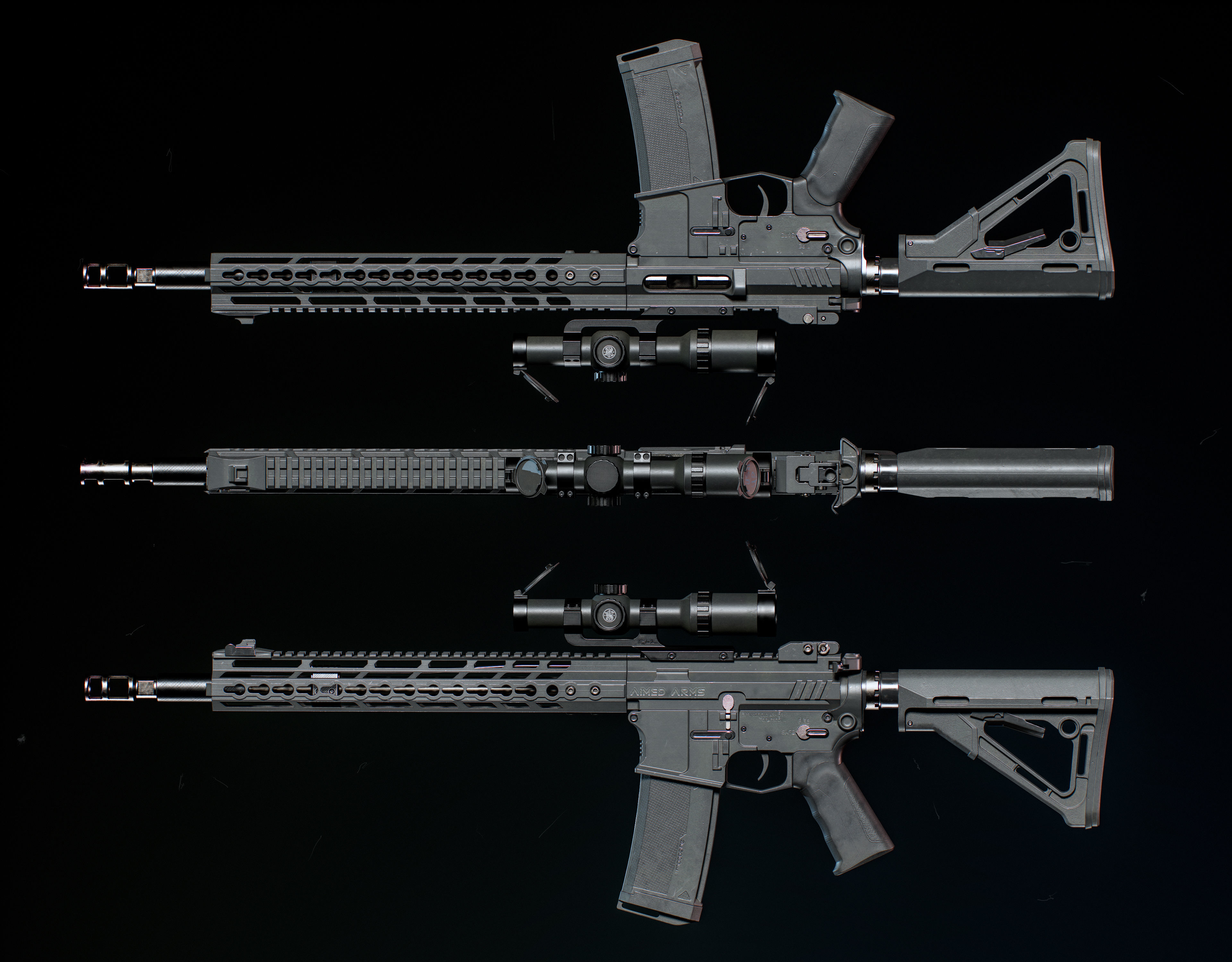 AR 15 Low-poly 3D model_3