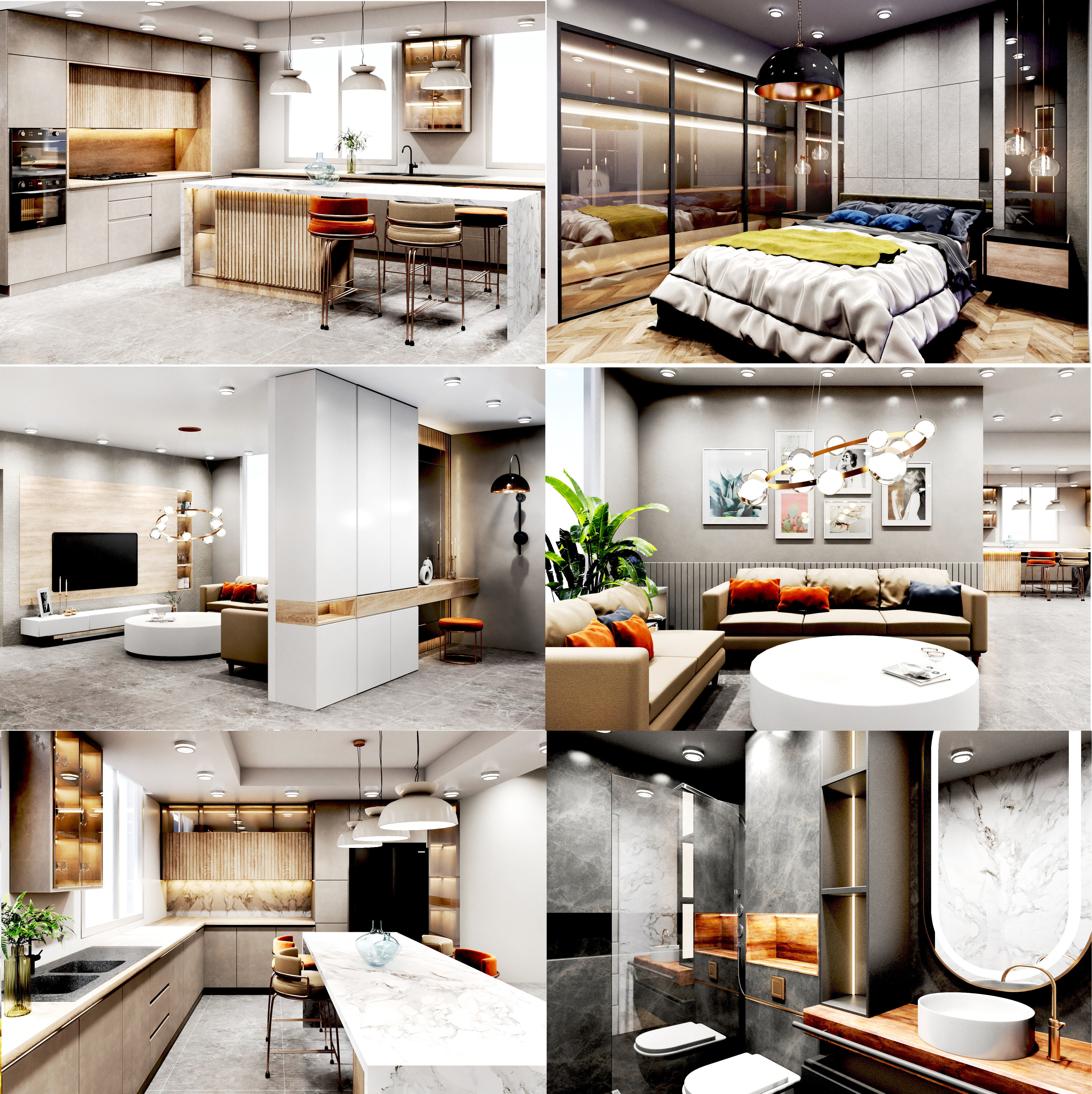 home Apartment  Interior Design Low-poly 3D model_10