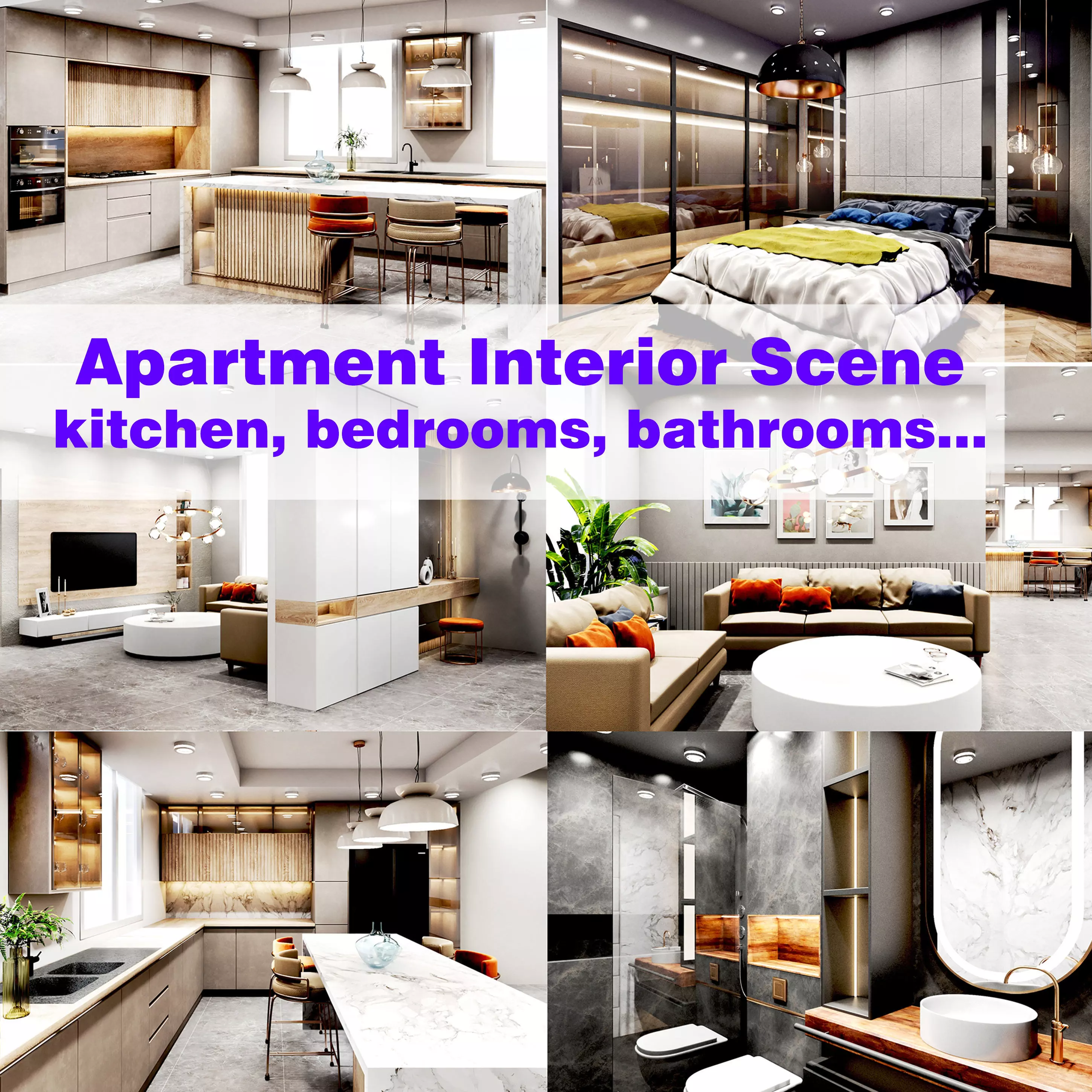 home Apartment  Interior Design Low-poly 3D model_0