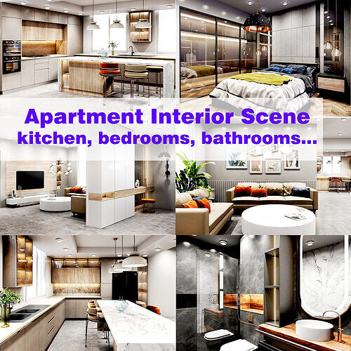 home Apartment  Interior Design Low-poly 3D model